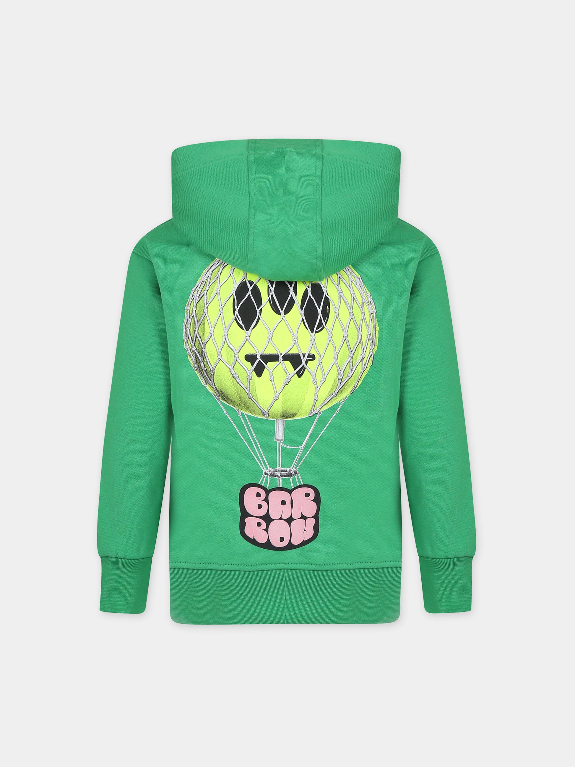 Felpa verde per bambini con logo e smile,Barrow,F3BKJUHS071 BW012