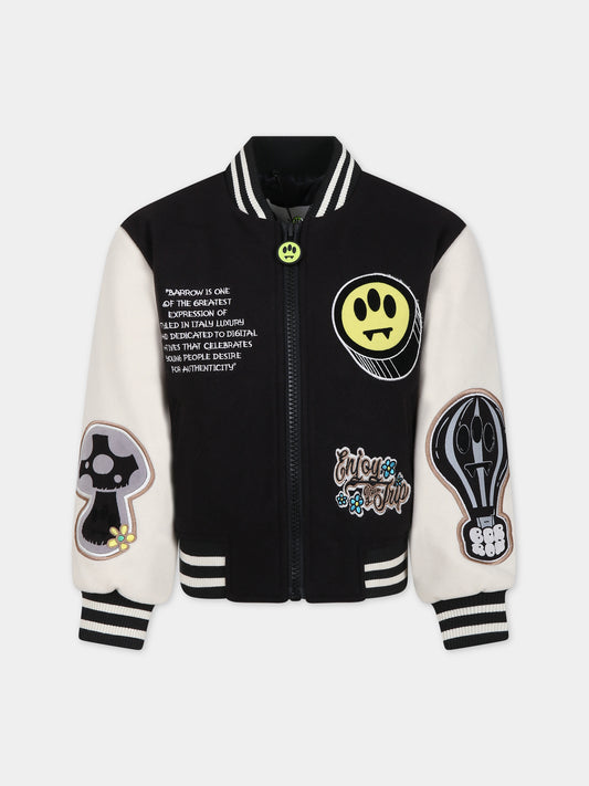 Bomber nero per bambini con smiley,Barrow,F3BKJUBO034 110