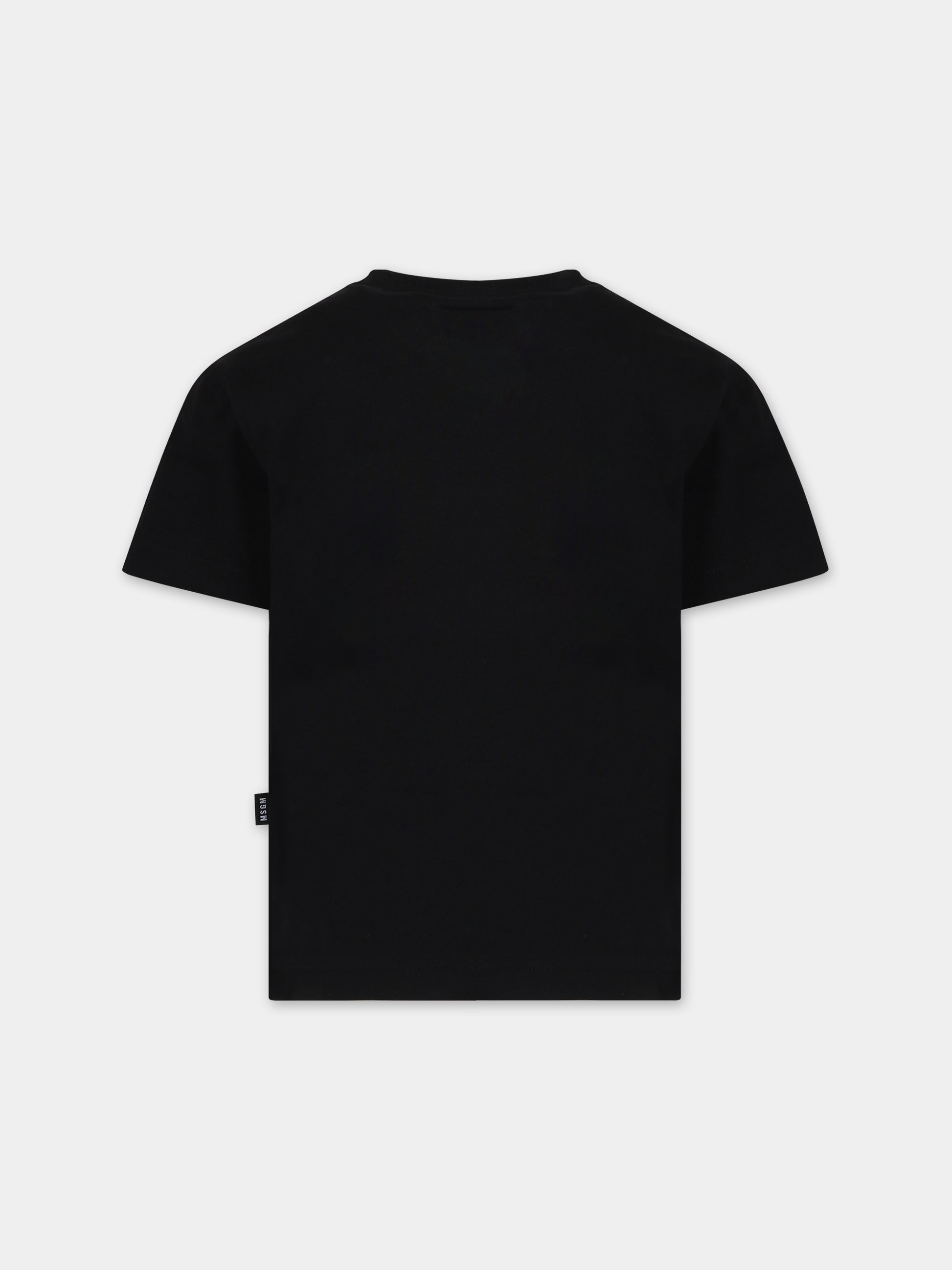 T-shirt nera per bambina con logo,Msgm Kids,F3MSJUTH010 110