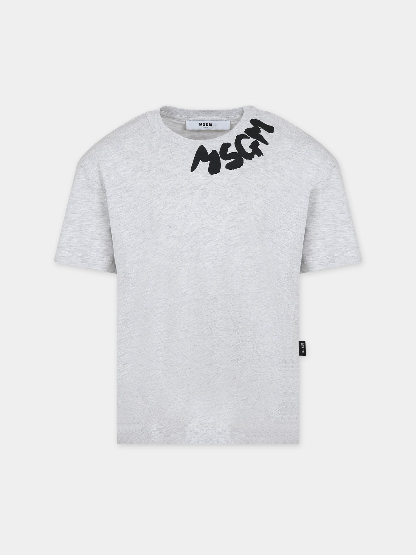 T-shirt grigia per bambini con logo,Msgm Kids,F3MSJUTH205 107