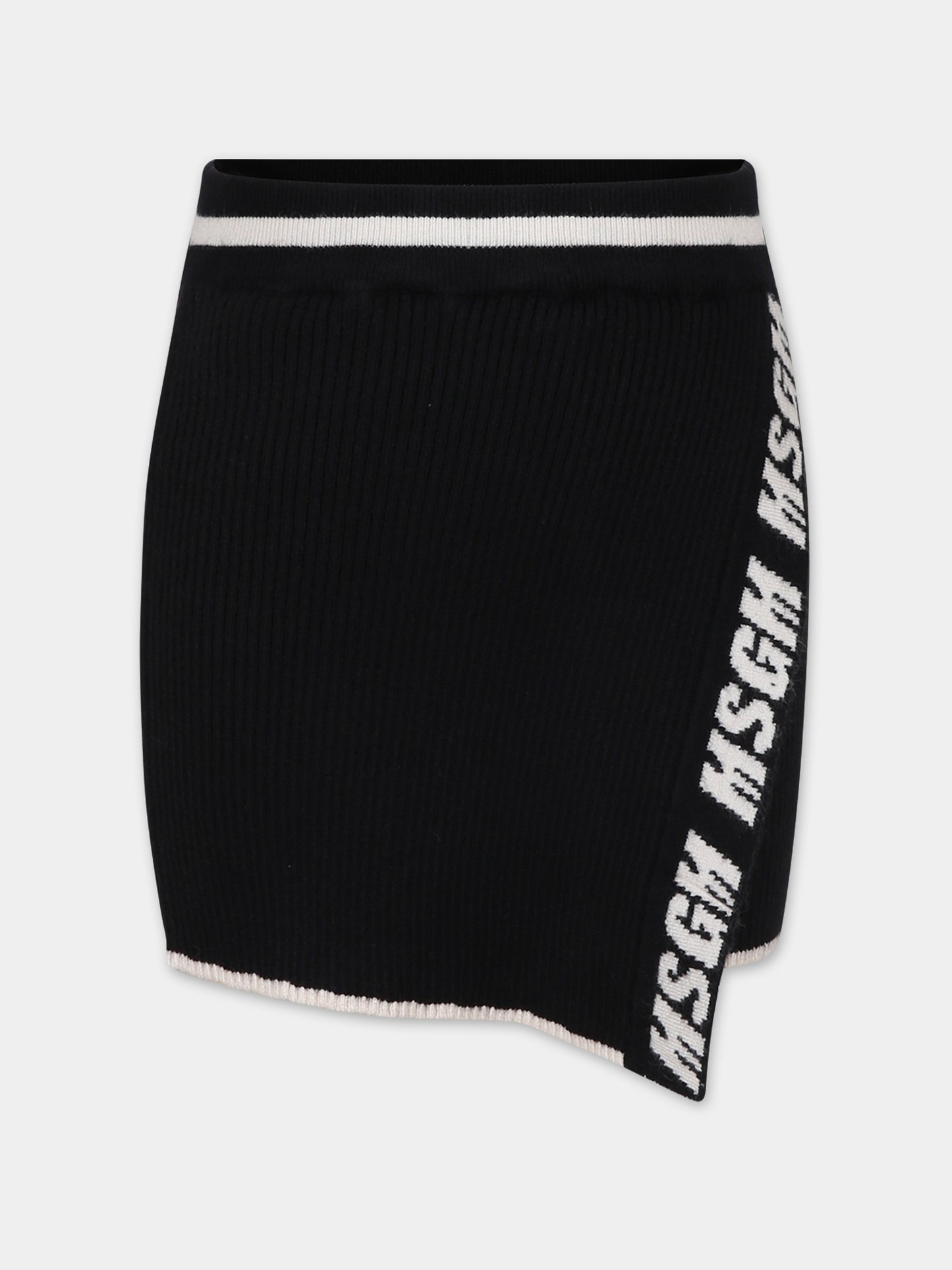 Black shorts for girl with logo,Msgm Kids,F3MSJGST071 110