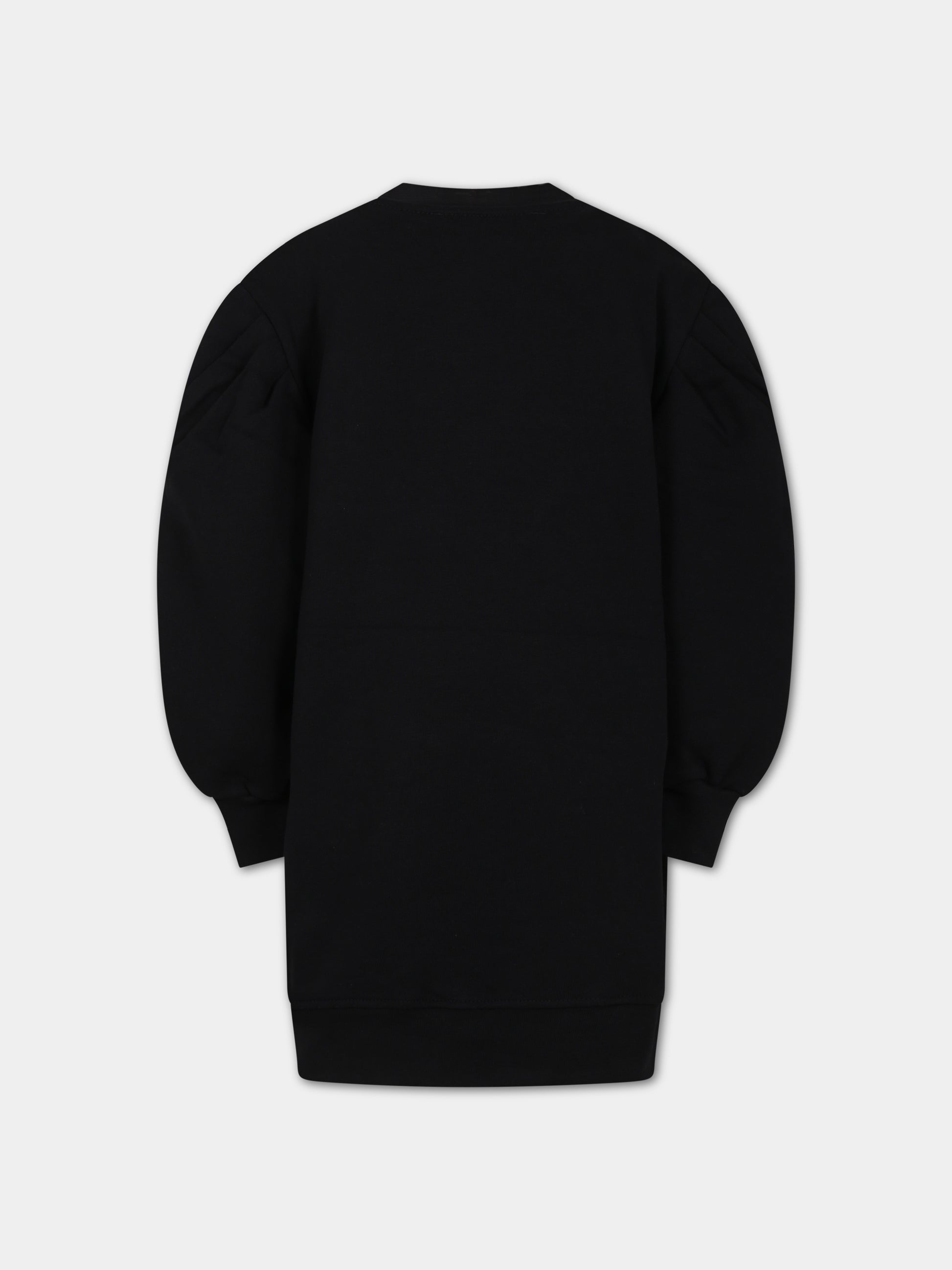 Vestito nero per bambina con logo,Msgm Kids,F3MSJGDR138 110