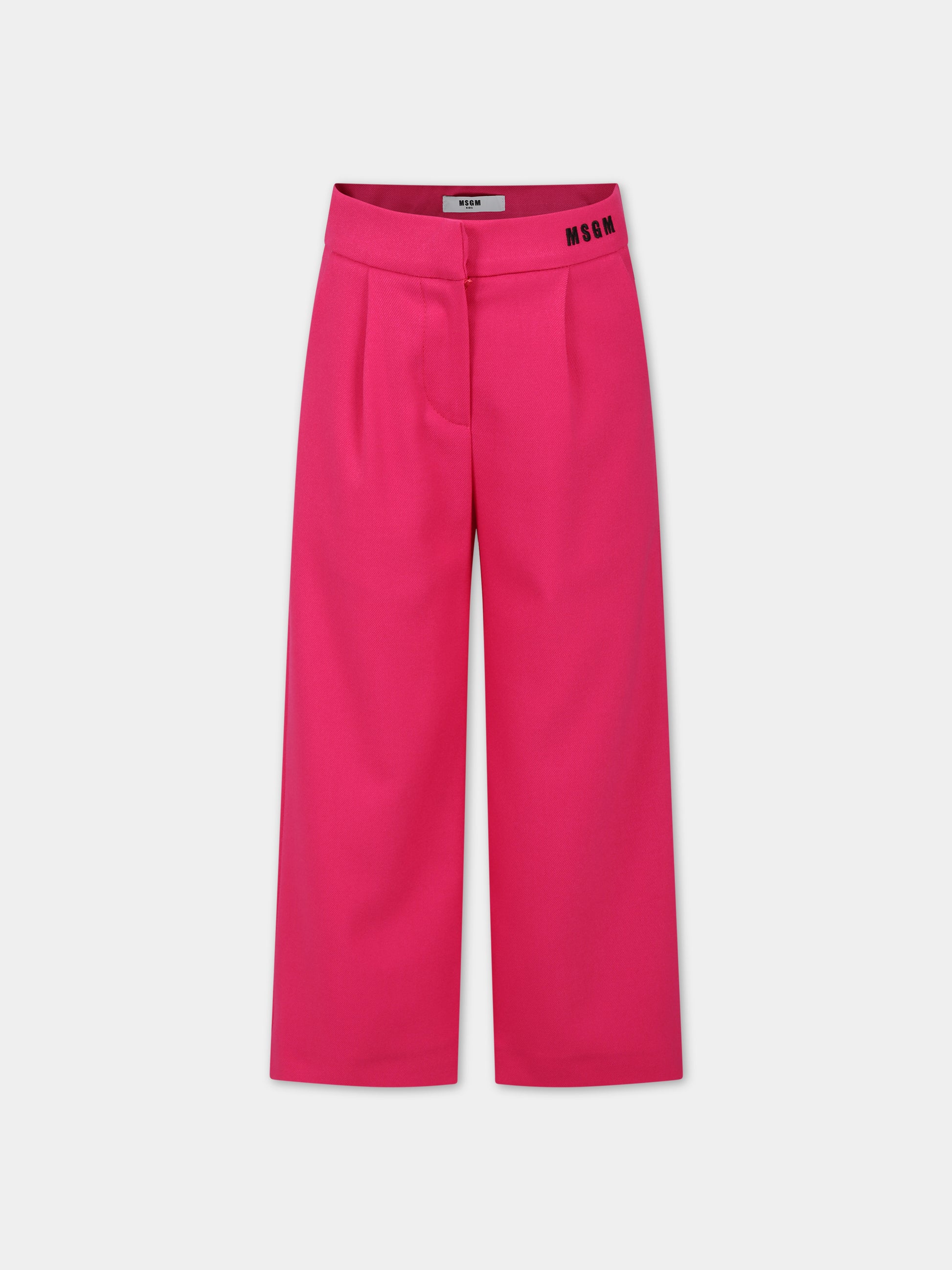 Pantaloni fucsia per bambina con logo,Msgm Kids,F3MSJGPA096 044