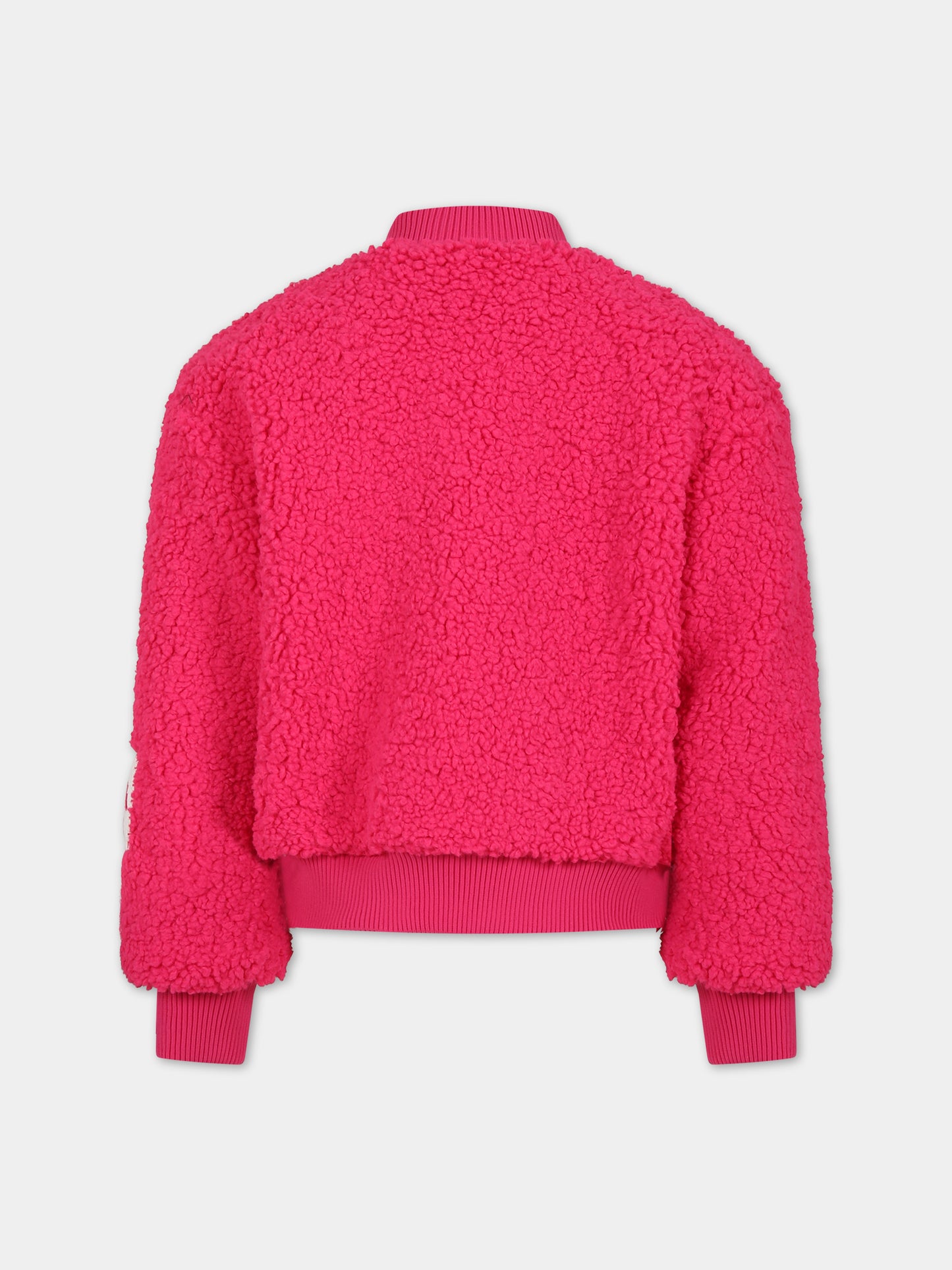 Ecopelliccia fucsia per bambina con logo,Msgm Kids,F3MSJGBO209 044