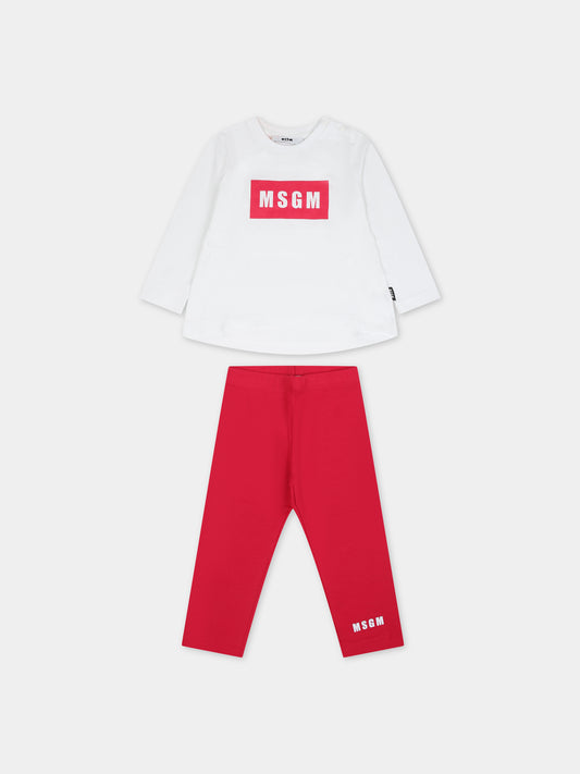 Completo fucsia per neonata con logo,Msgm Kids,F3MSNGTL037 001/04