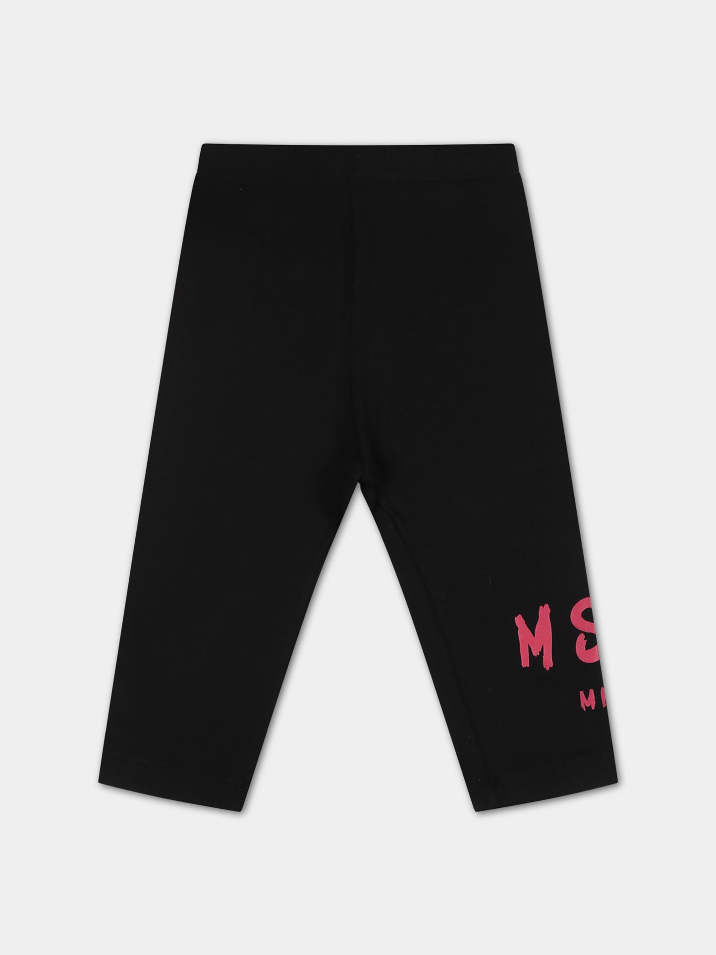 Leggings neri per neonata con logo,Msgm Kids,F3MSNGLG039 110/02