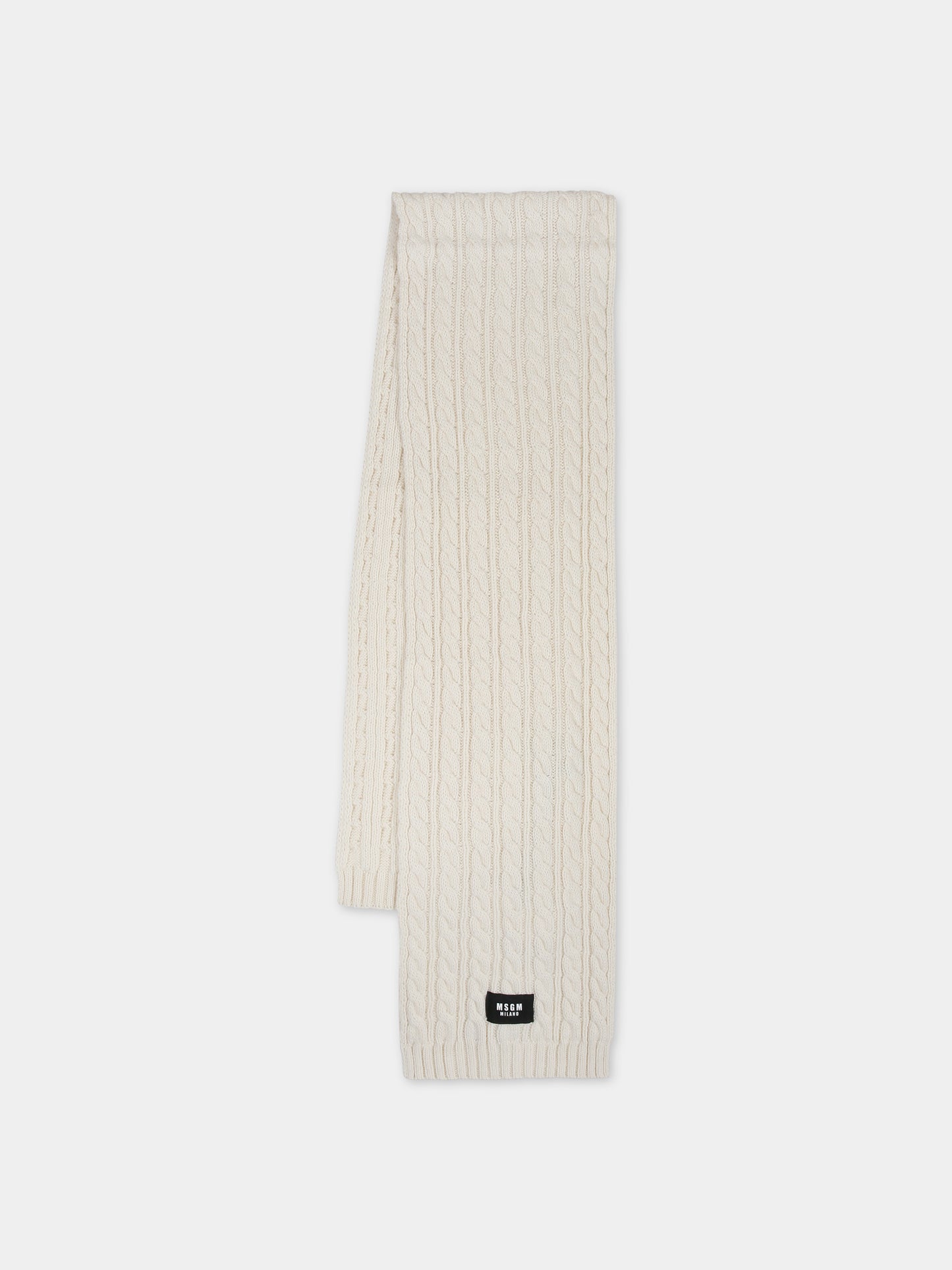 Sciarpa avorio per bambini con logo,Msgm Kids,F3MSJUSC056 013