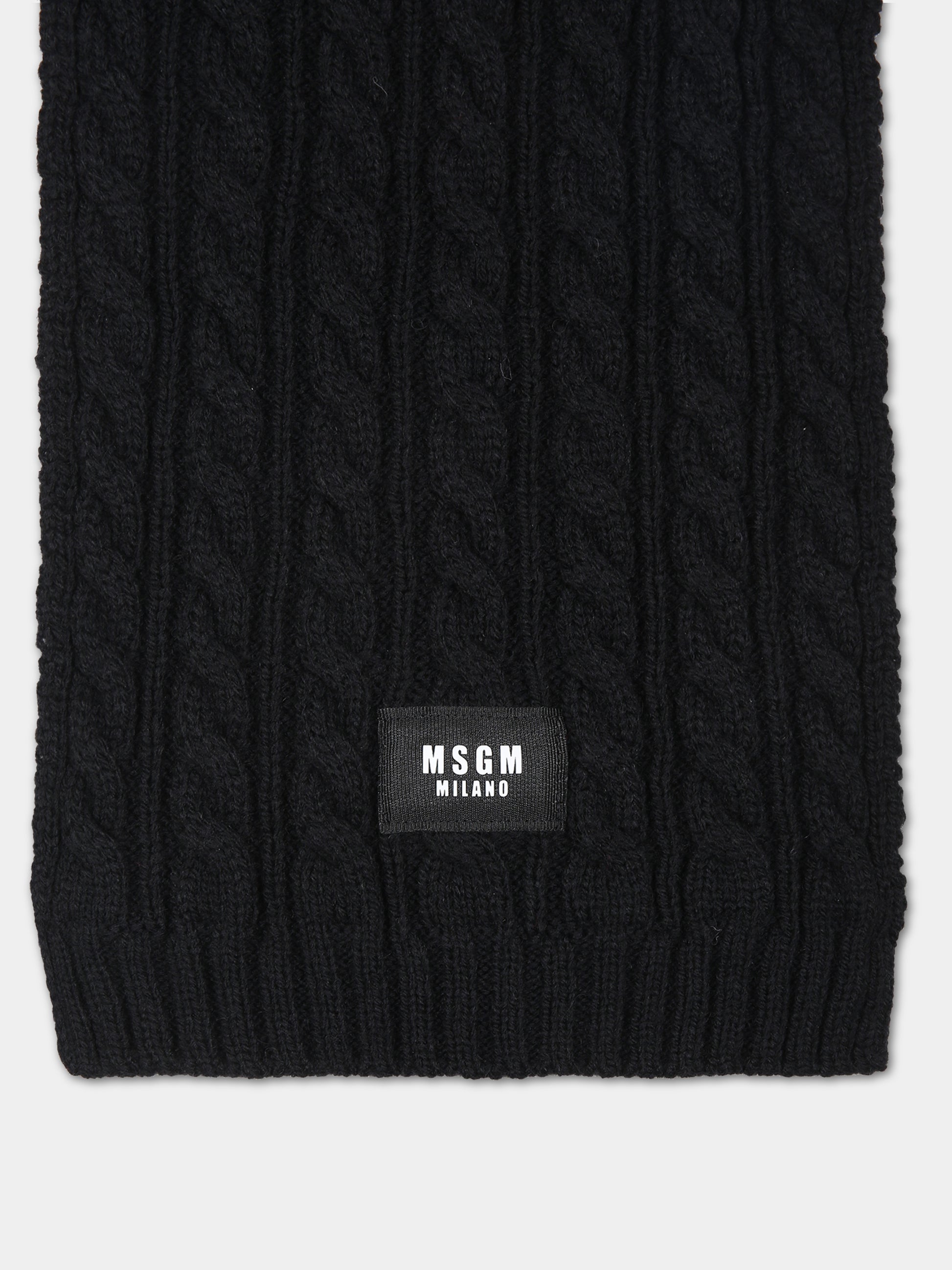 Sciarpa nera per bambini con logo,Msgm Kids,F3MSJUSC056 110