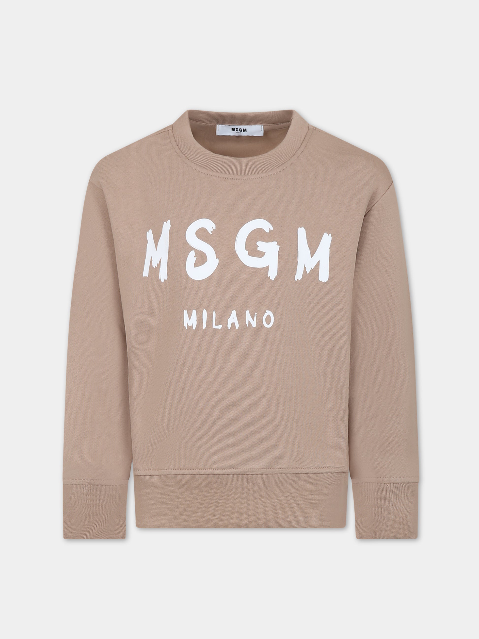Felpa beige per bambini con logo,Msgm Kids,F3MSJUSW022 015