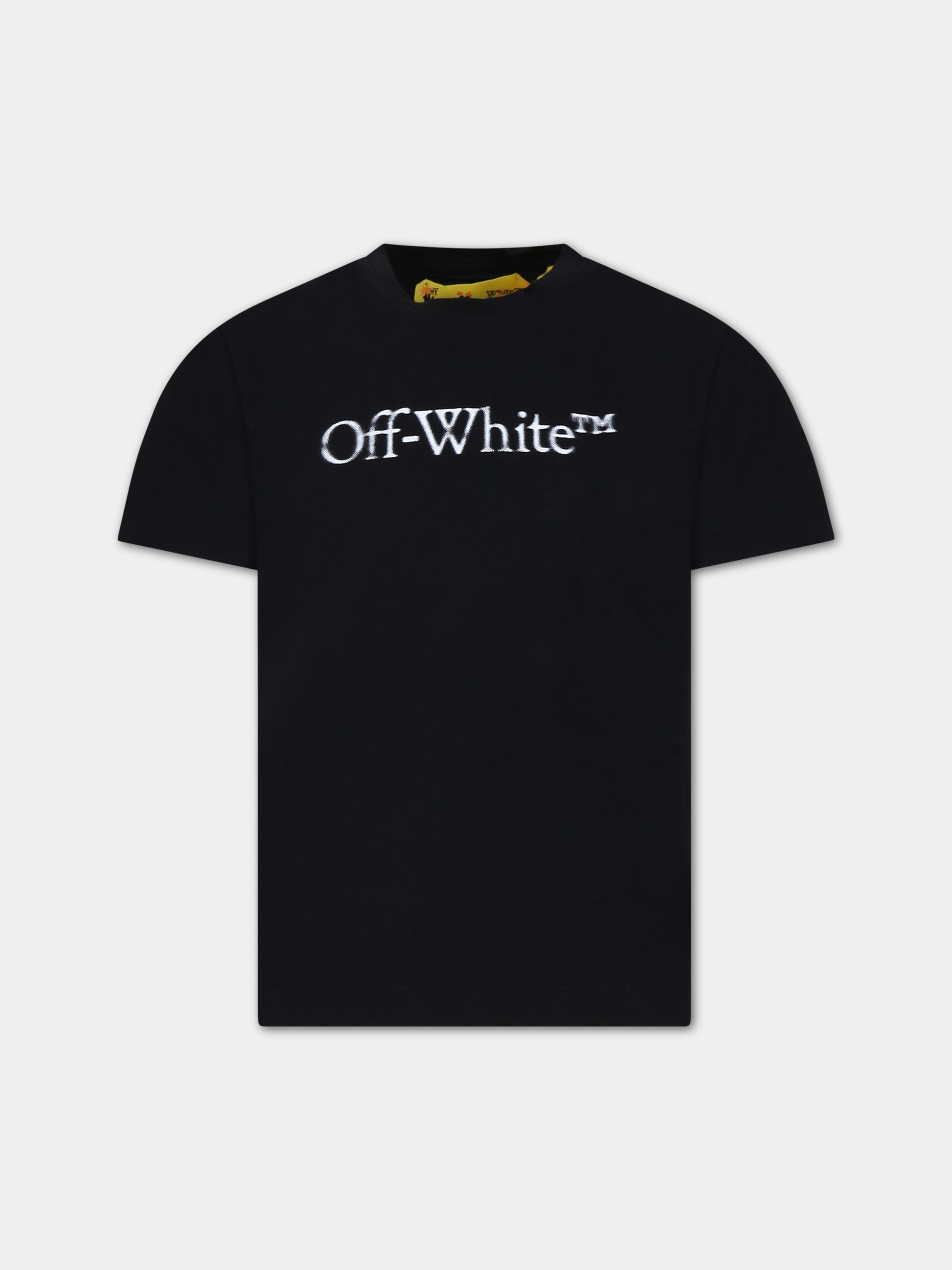 T-shirt nera per bambini con logo,Off White,OBAA002F23JER0021001