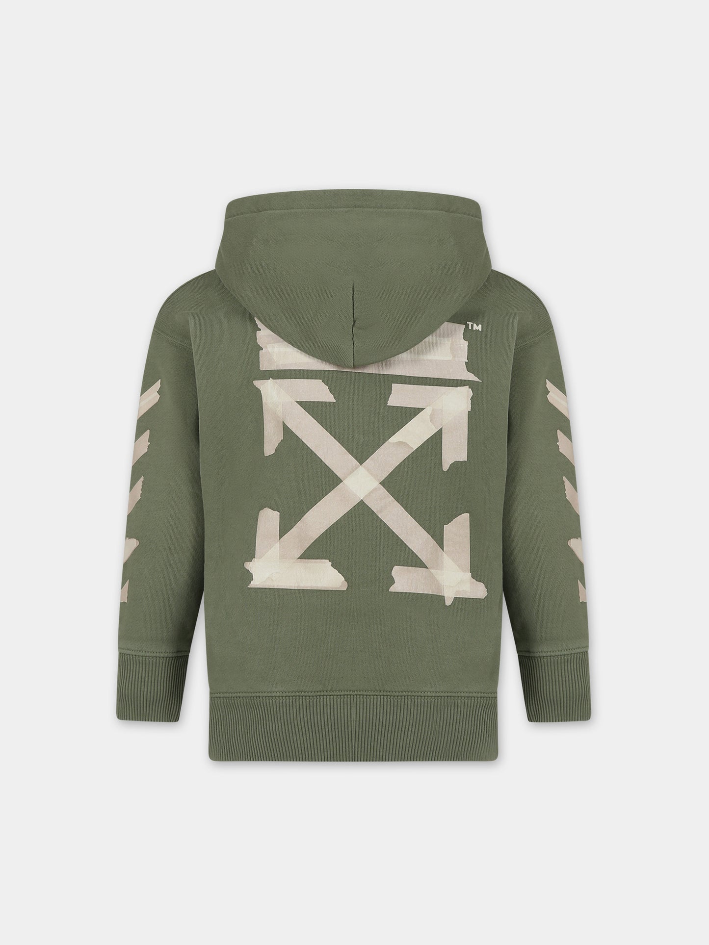 Felpa verde per bambino con logo,Off White,OBBB001F23FLE0045610