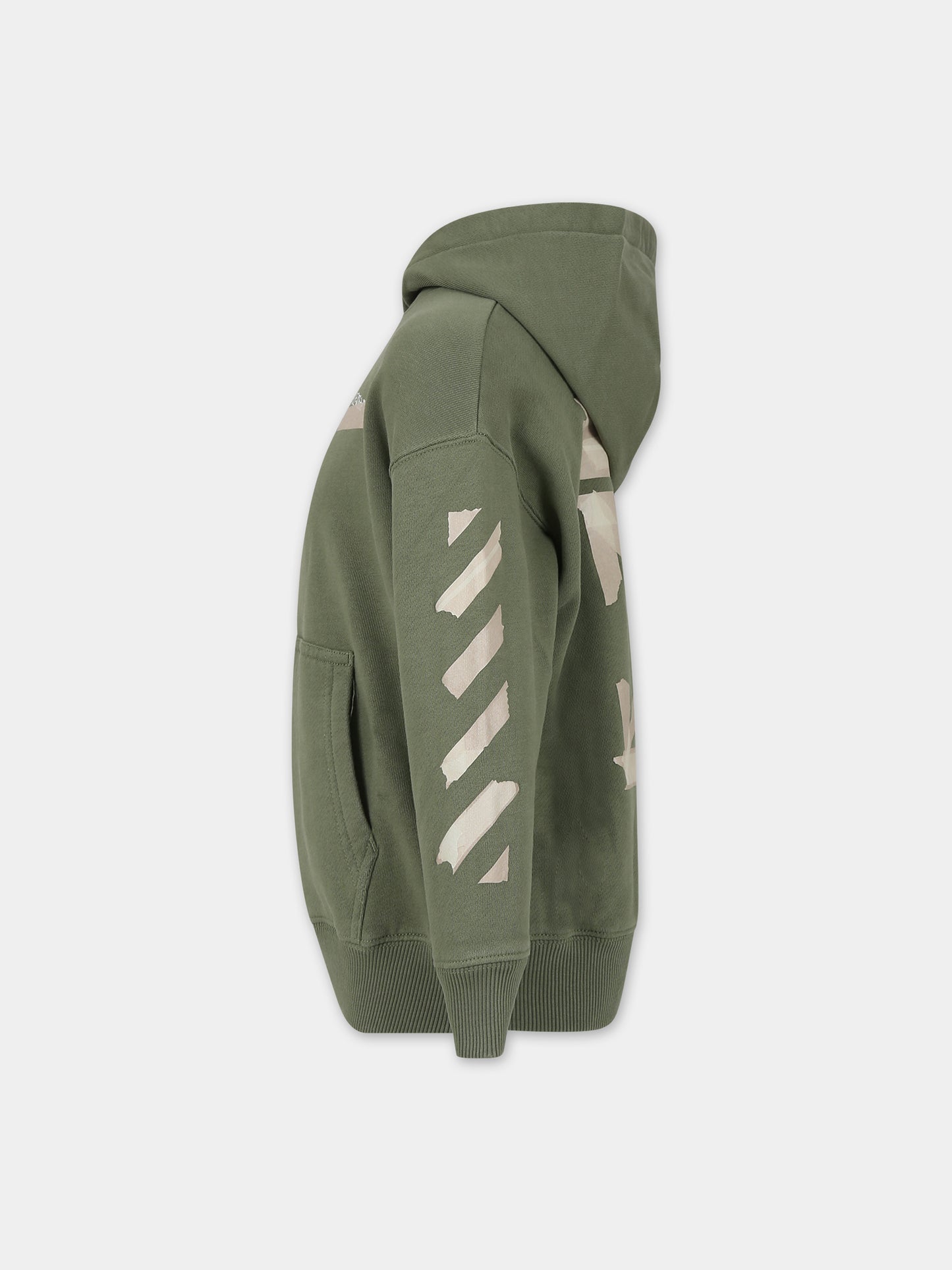 Felpa verde per bambino con logo,Off White,OBBB001F23FLE0045610