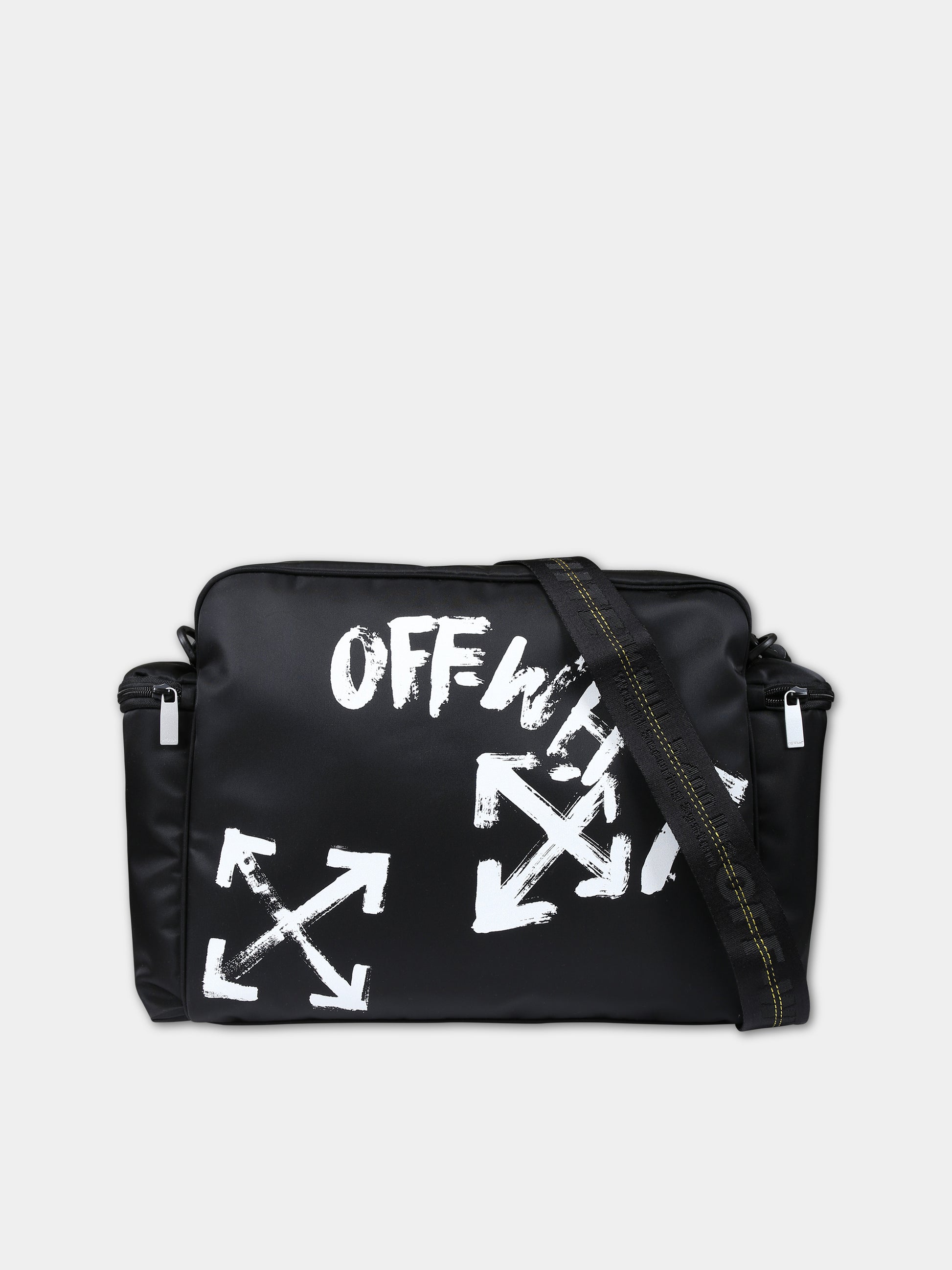 Borsa mamma nera per neonati,Off White,OBXE001F23FAB0021001