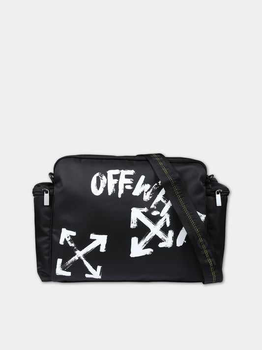 Borsa mamma nera per neonati,Off White,OBXE001F23FAB0021001