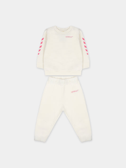 Completo bianco per neonata con logo,Off White,OG2X003F23FLE0010332