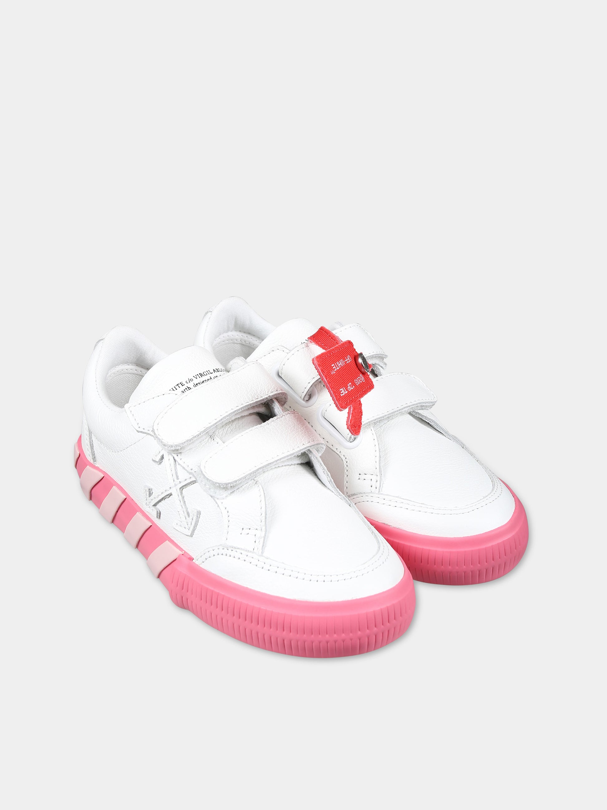 Sneakers basse bianche per bambina con iconica freccia,Off White,OGIA003F23LEA0010130