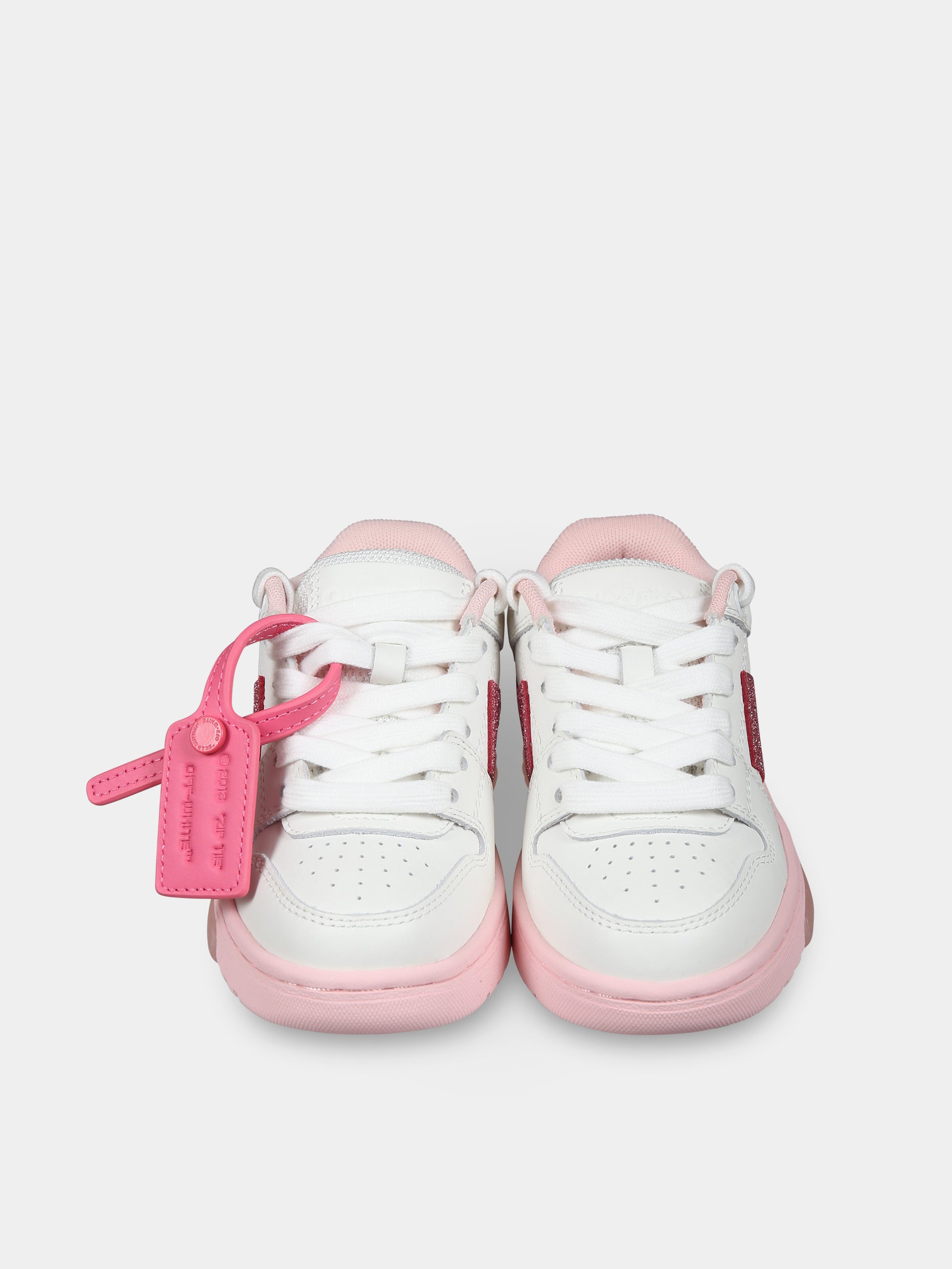 Sneakers basse bianche per bambina con iconica freccia,Off White,OGIA007F23LEA0030130