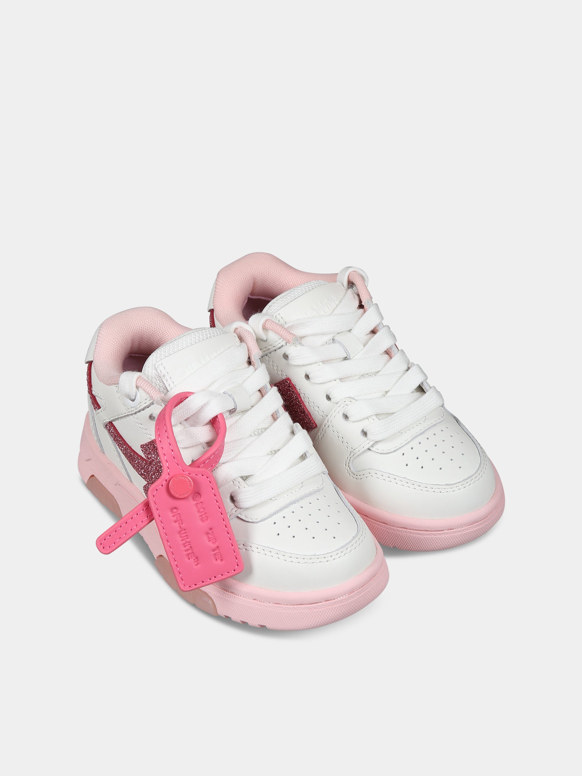 Sneakers basse bianche per bambina con iconica freccia,Off White,OGIA007F23LEA0030130