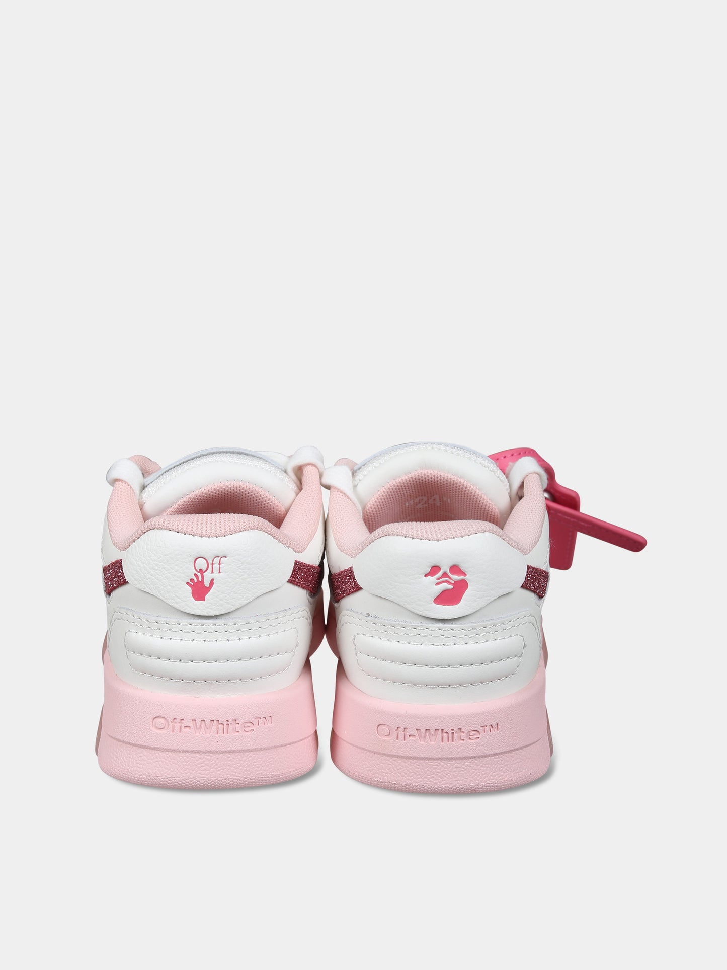 Sneakers basse bianche per bambina con iconica freccia,Off White,OGIA007F23LEA0030130