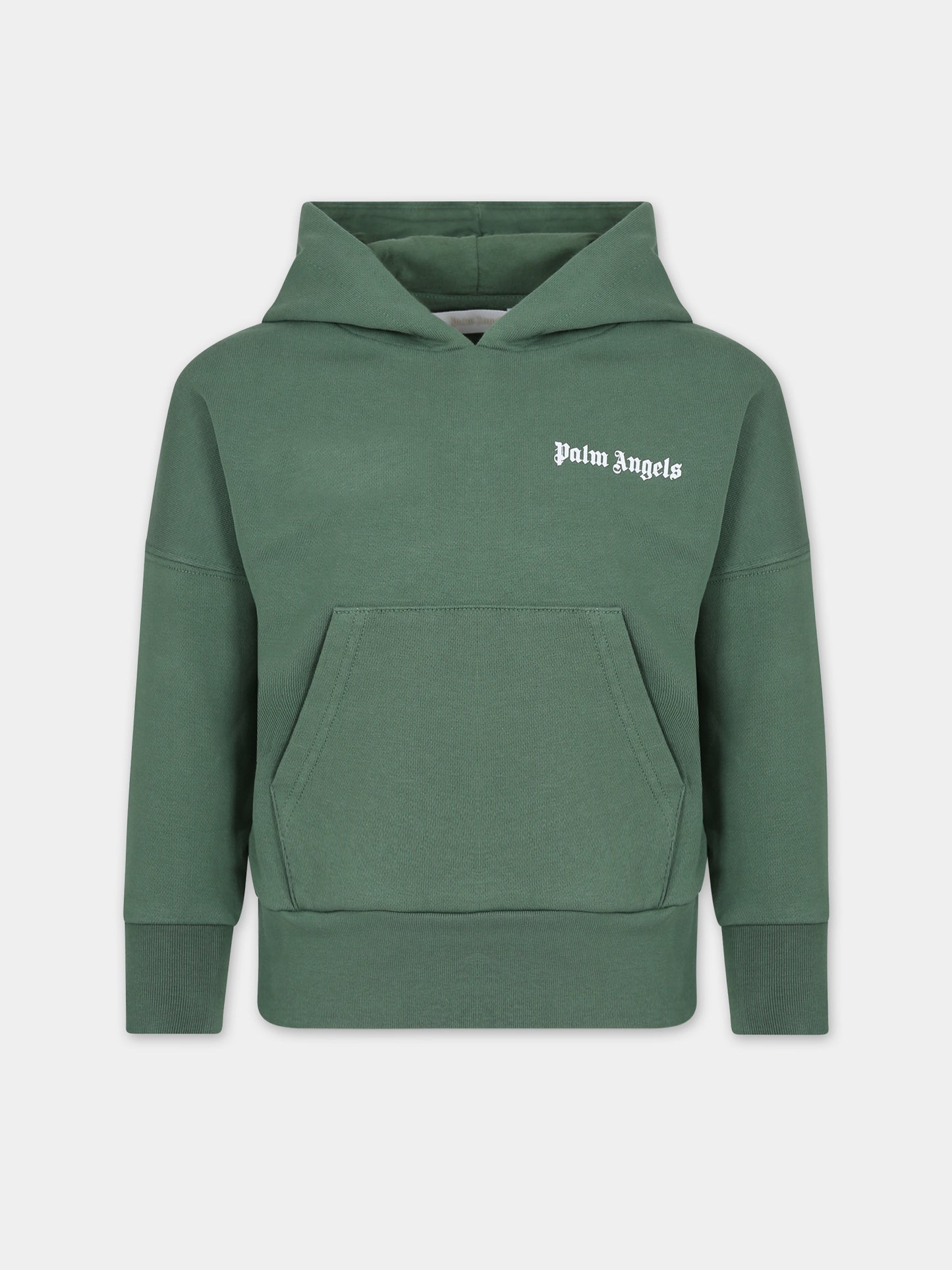 Felpa verde per bambini con logo,Palm Angels,PBBB009C99FLE0015501