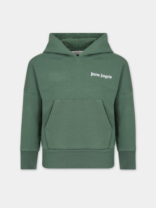 Felpa verde per bambini con logo,Palm Angels,PBBB009C99FLE0015501