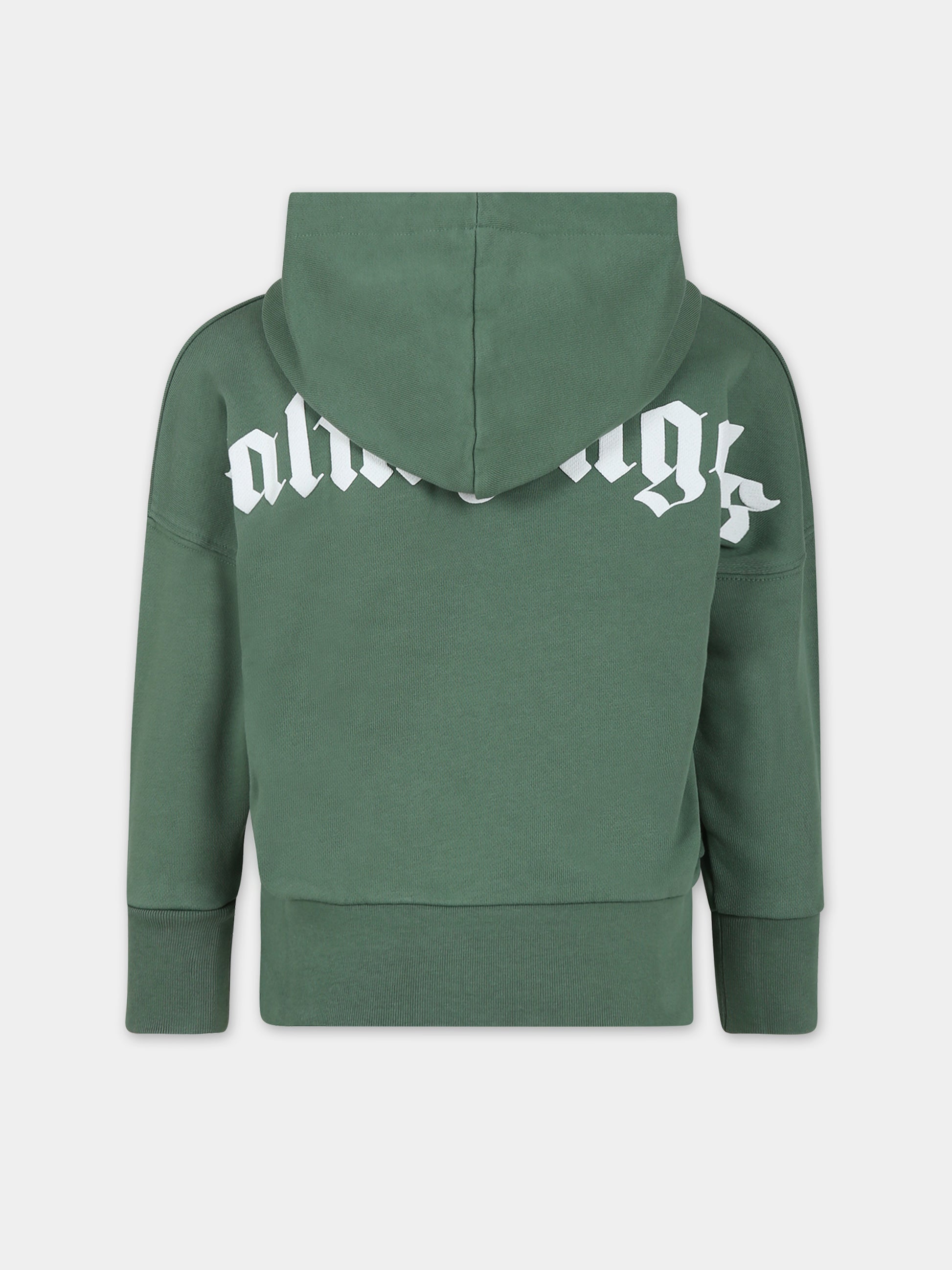 Felpa verde per bambini con logo,Palm Angels,PBBB009C99FLE0015501