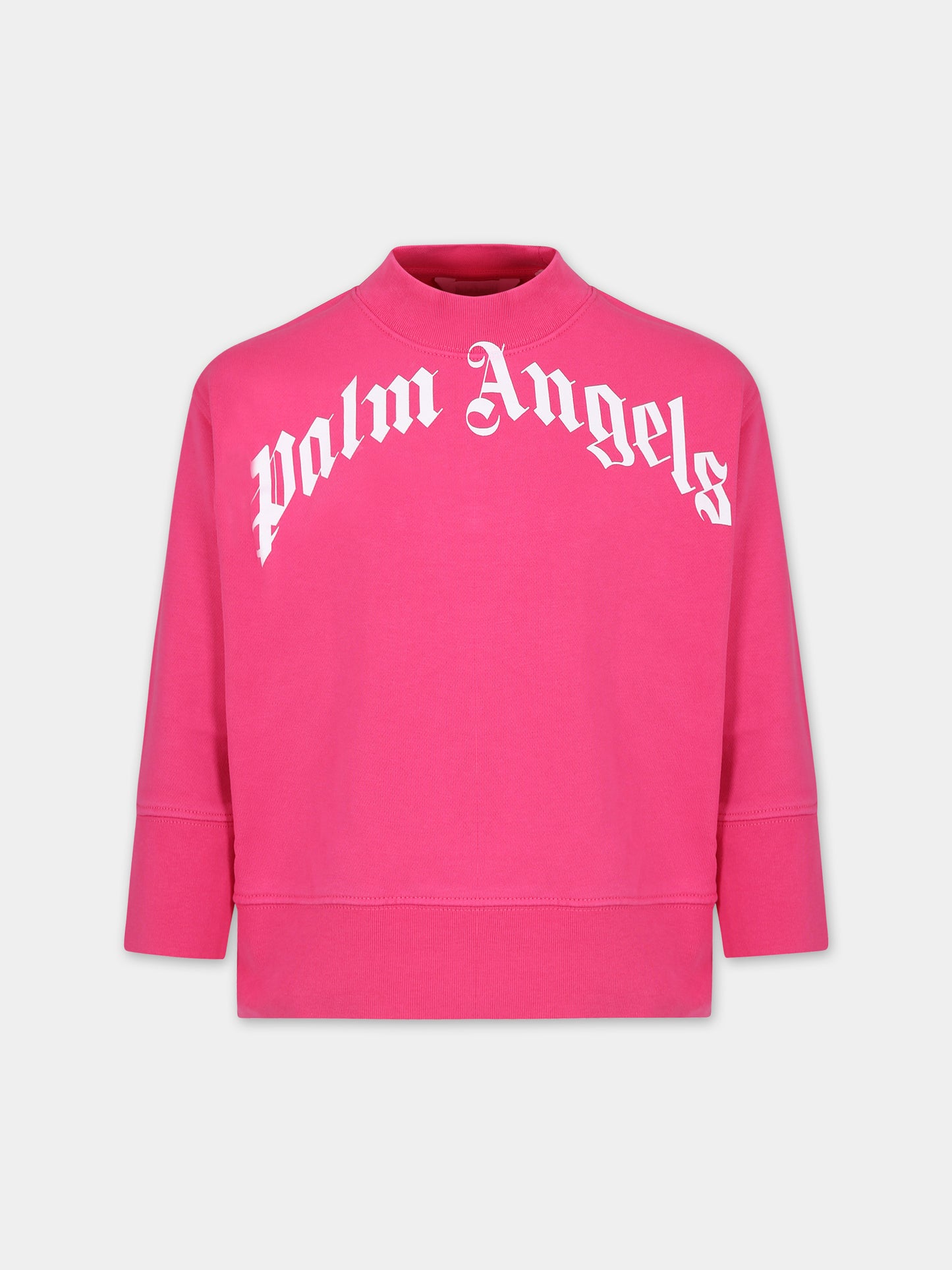 Felpa fucsia per bambina con logo,Palm Angels,PGBA002C99FLE0023201