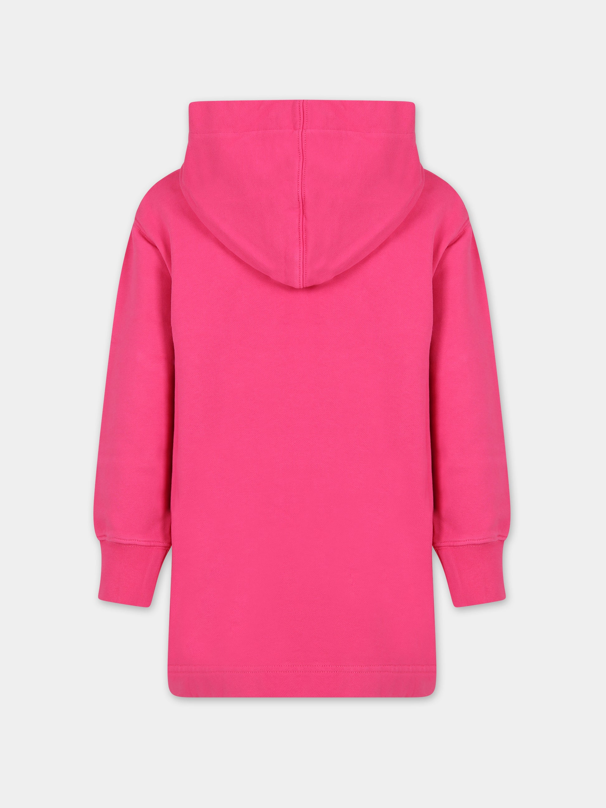 Vestito fucsia per bambina con logo,Palm Angels,PGDB004C99FLE0013201