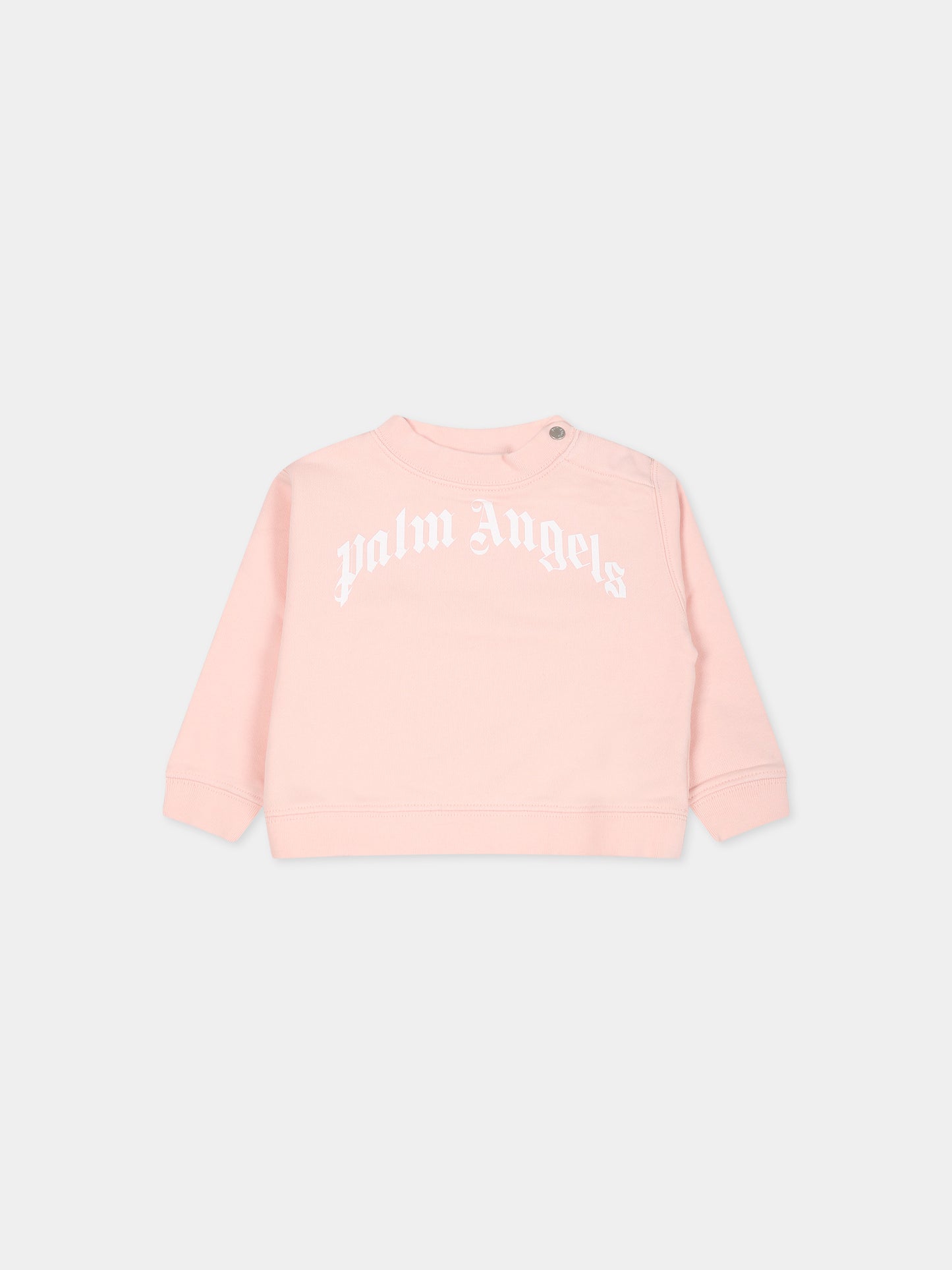 Felpa rosa per neonata con logo,Palm Angels,PGXC001F23FLE0033301