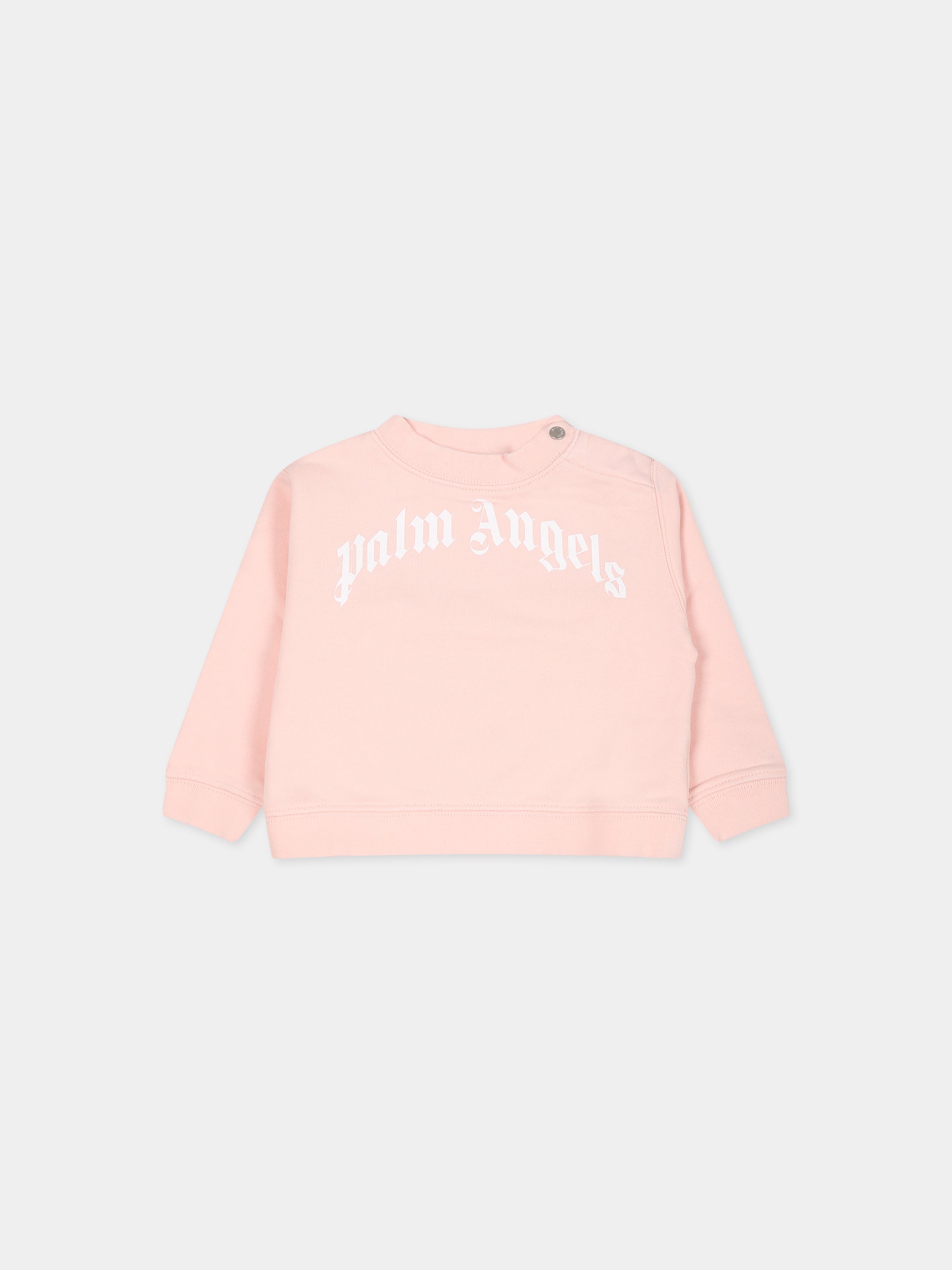 Felpa rosa per neonata con logo,Palm Angels,PGXC001F23FLE0033301