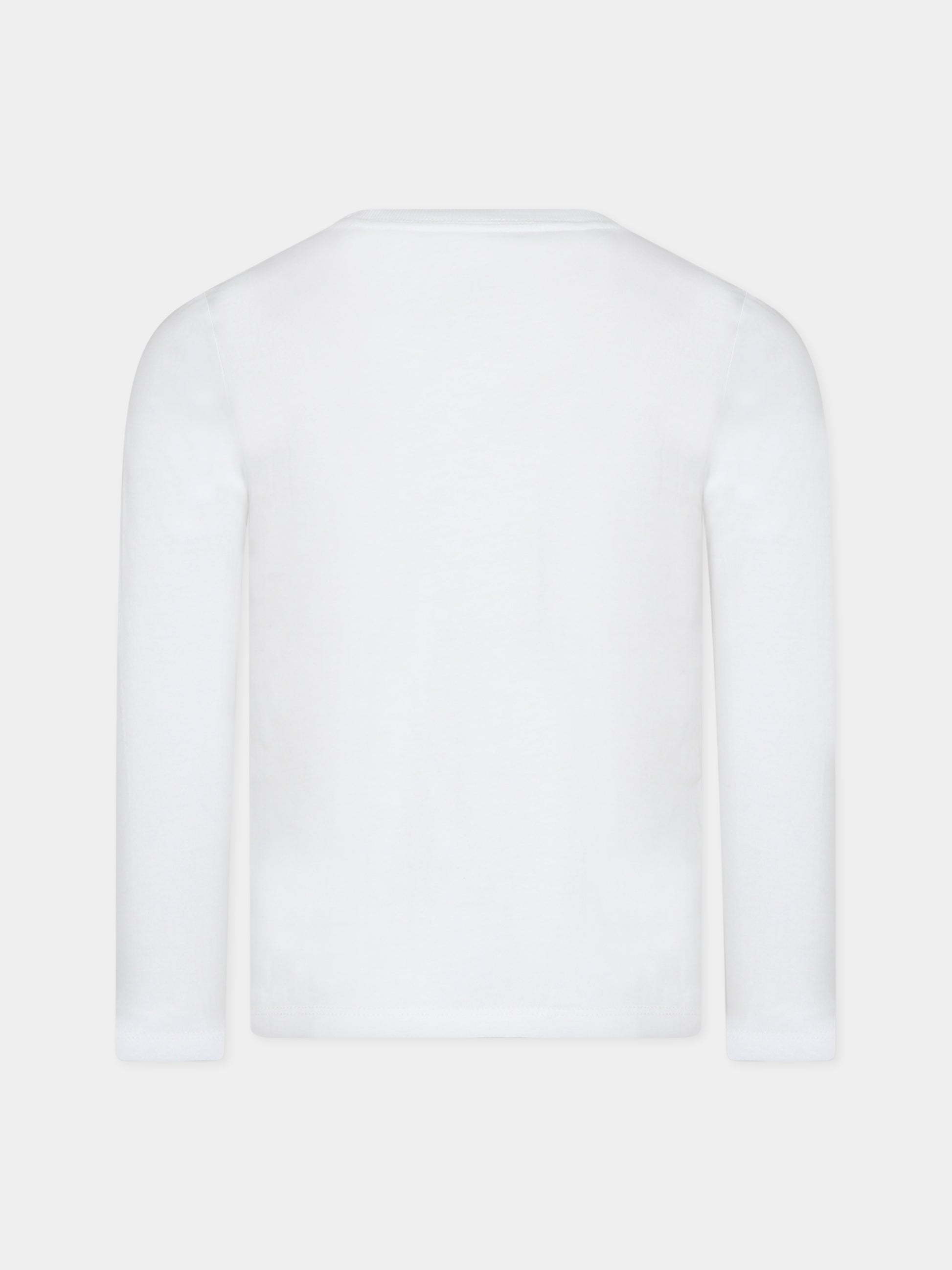 T-shirt avorio per bambina con orso e logo,Ralph Lauren Kids,916764001