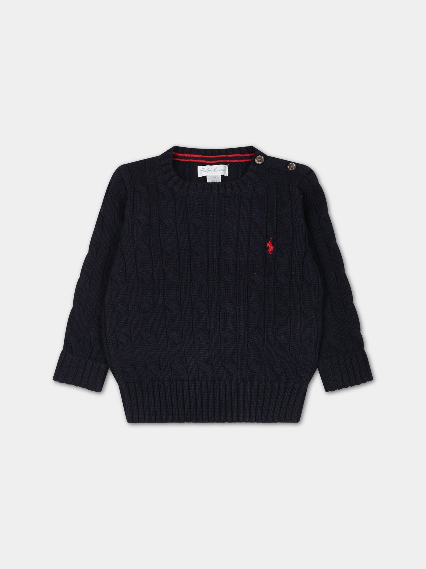 Maglione blu per neonato con cavallino,Ralph Lauren Kids,702674041