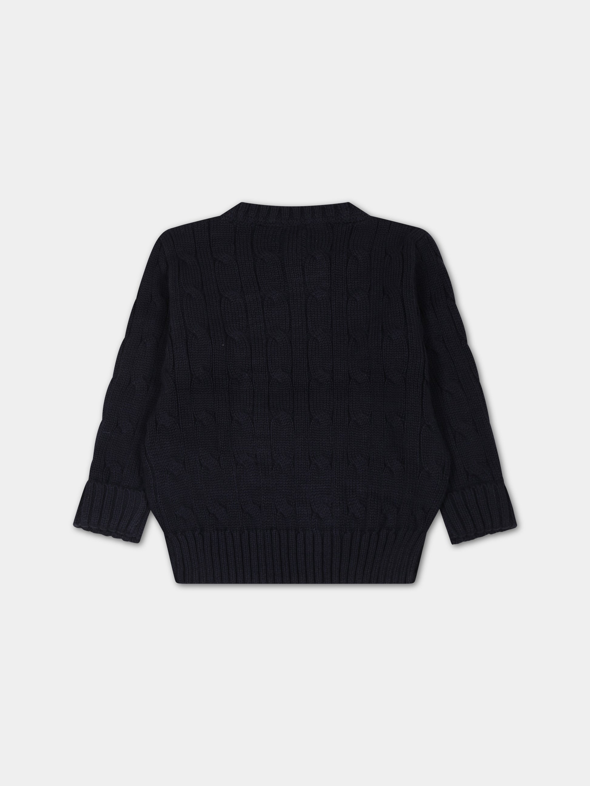 Maglione blu per neonato con cavallino,Ralph Lauren Kids,702674041