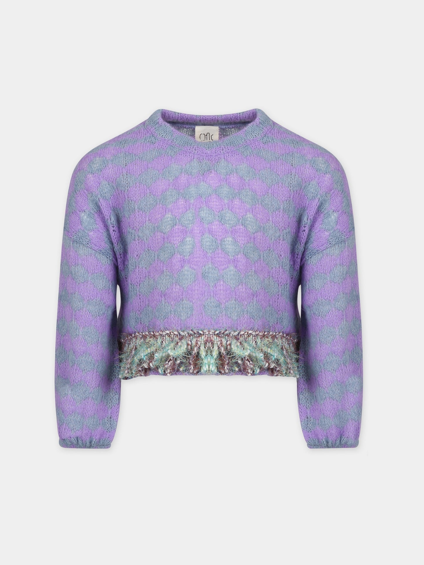 Maglione viola per bambina con frange,Caffe' D'orzo,ZT9A00 Q0014 522GR