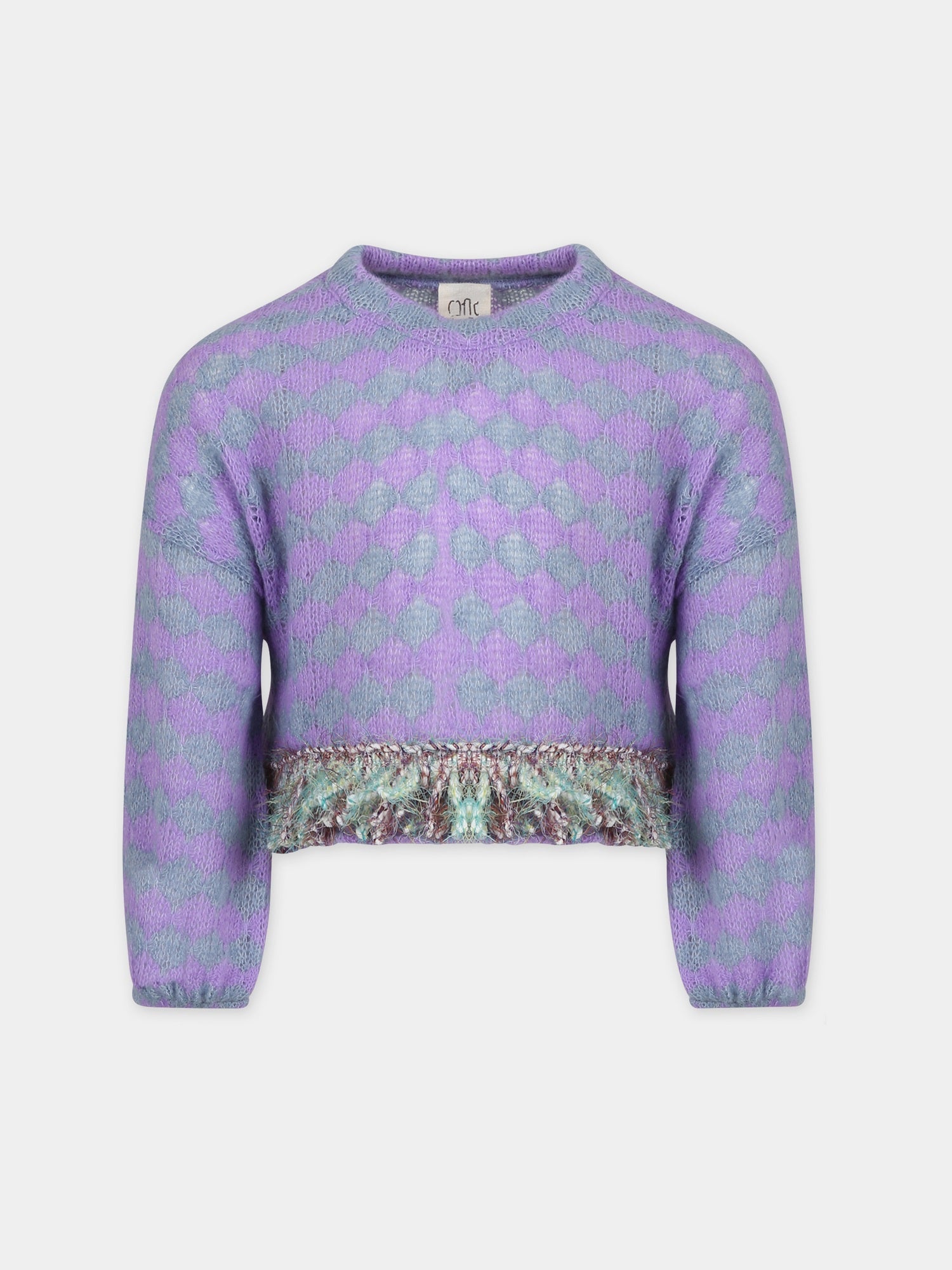 Maglione viola per bambina con frange,Caffe' D'orzo,ZT9A00 Q0014 522GR