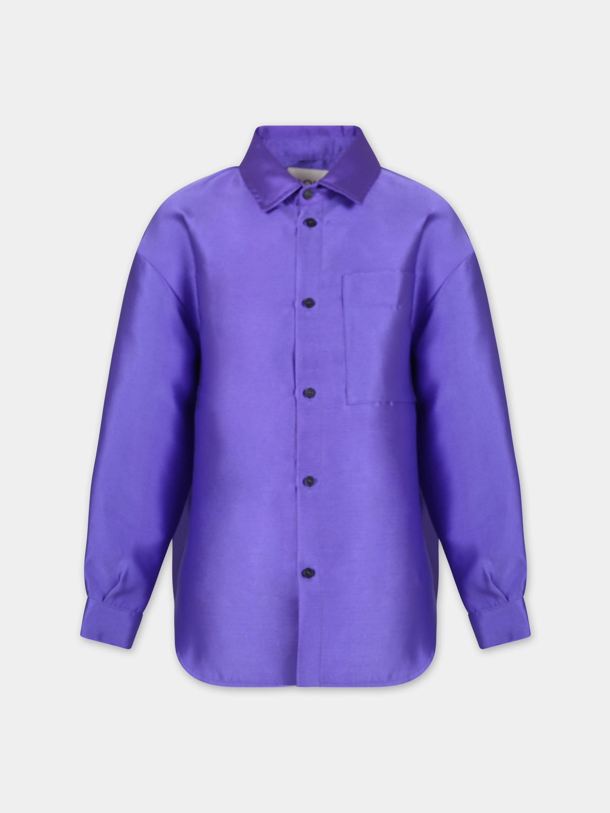 Camicia viola per bambina con logo,Douuod Kids,DT5A40 Z1687 554