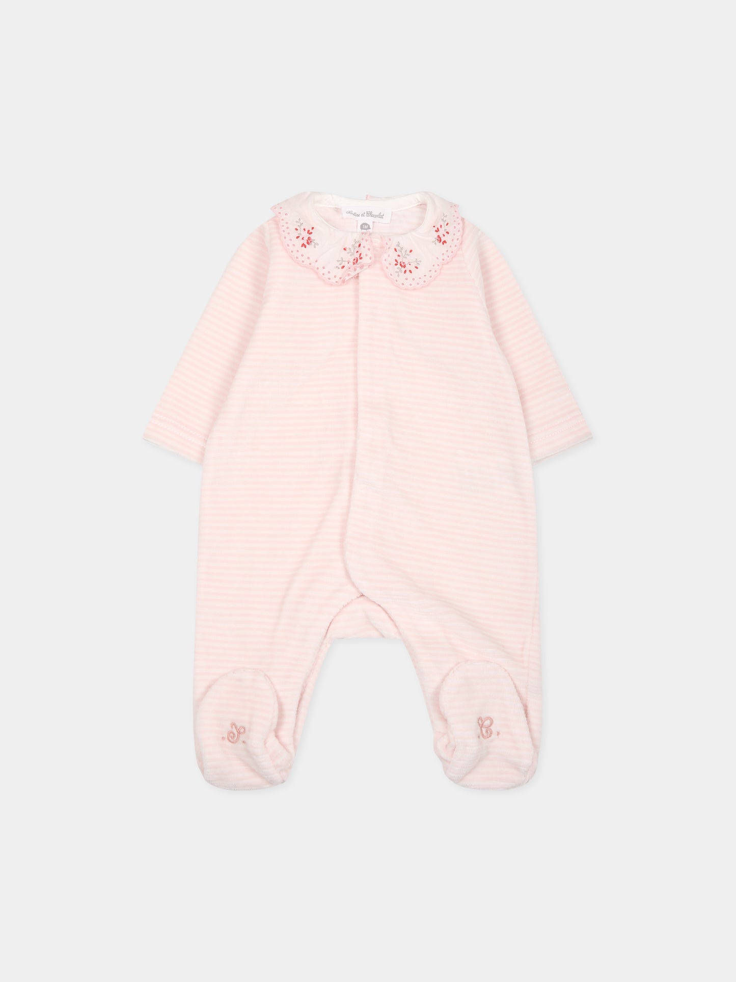 Tutina rosa per neonata con ricami,Tartine Et Chocolat,TX54130-31