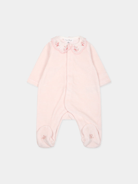 Tutina rosa per neonata con ricami,Tartine Et Chocolat,TX54130-31