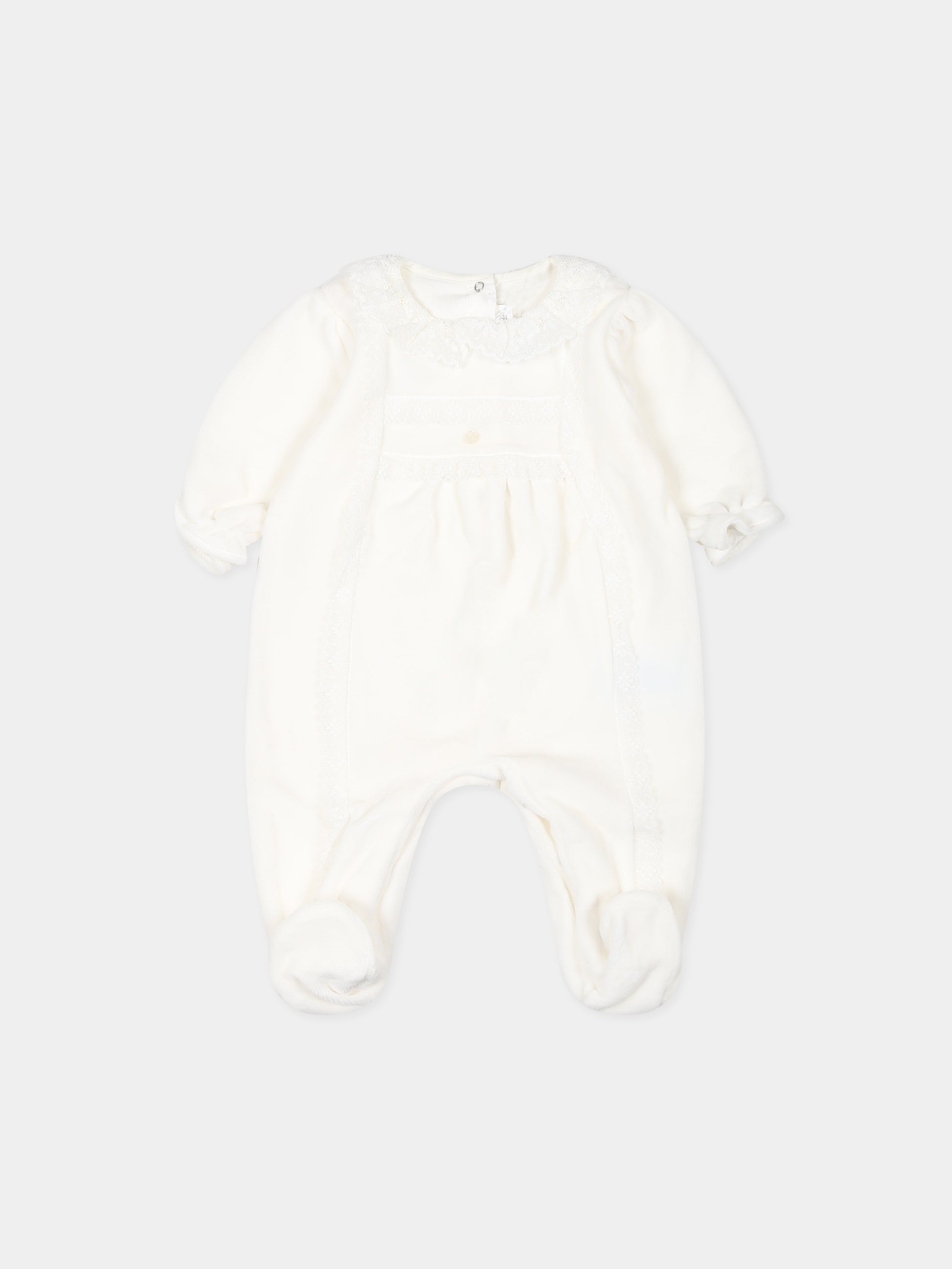 Tutina avorio per neonata con logo e ricami,Tartine Et Chocolat,TX54060-13
