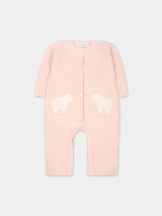 Tutina rosa per neonata con pecore,Tartine Et Chocolat,TX32000-31