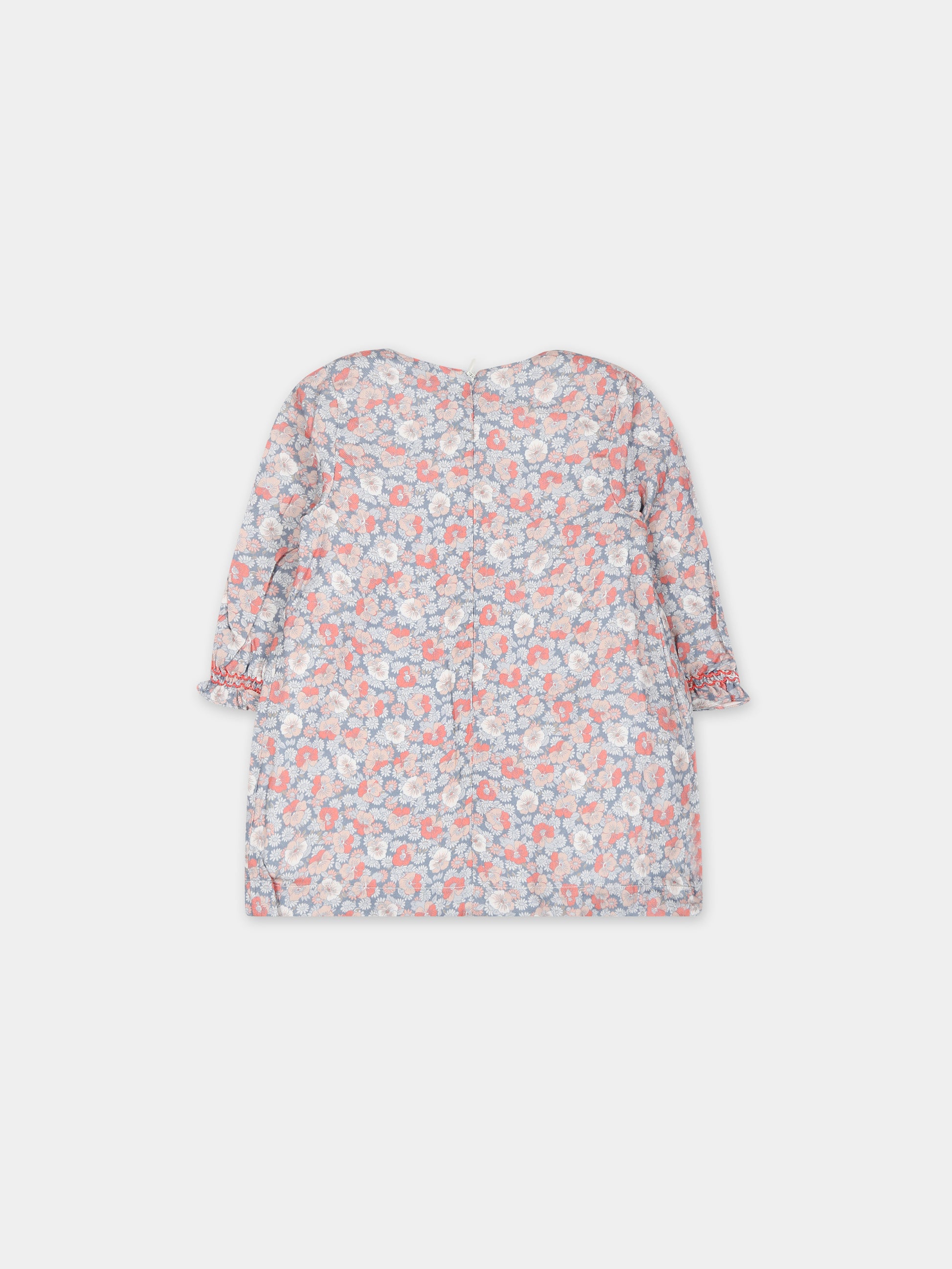 Vestito blu per neonata con stampa floreale,Tartine Et Chocolat,TX30071-34