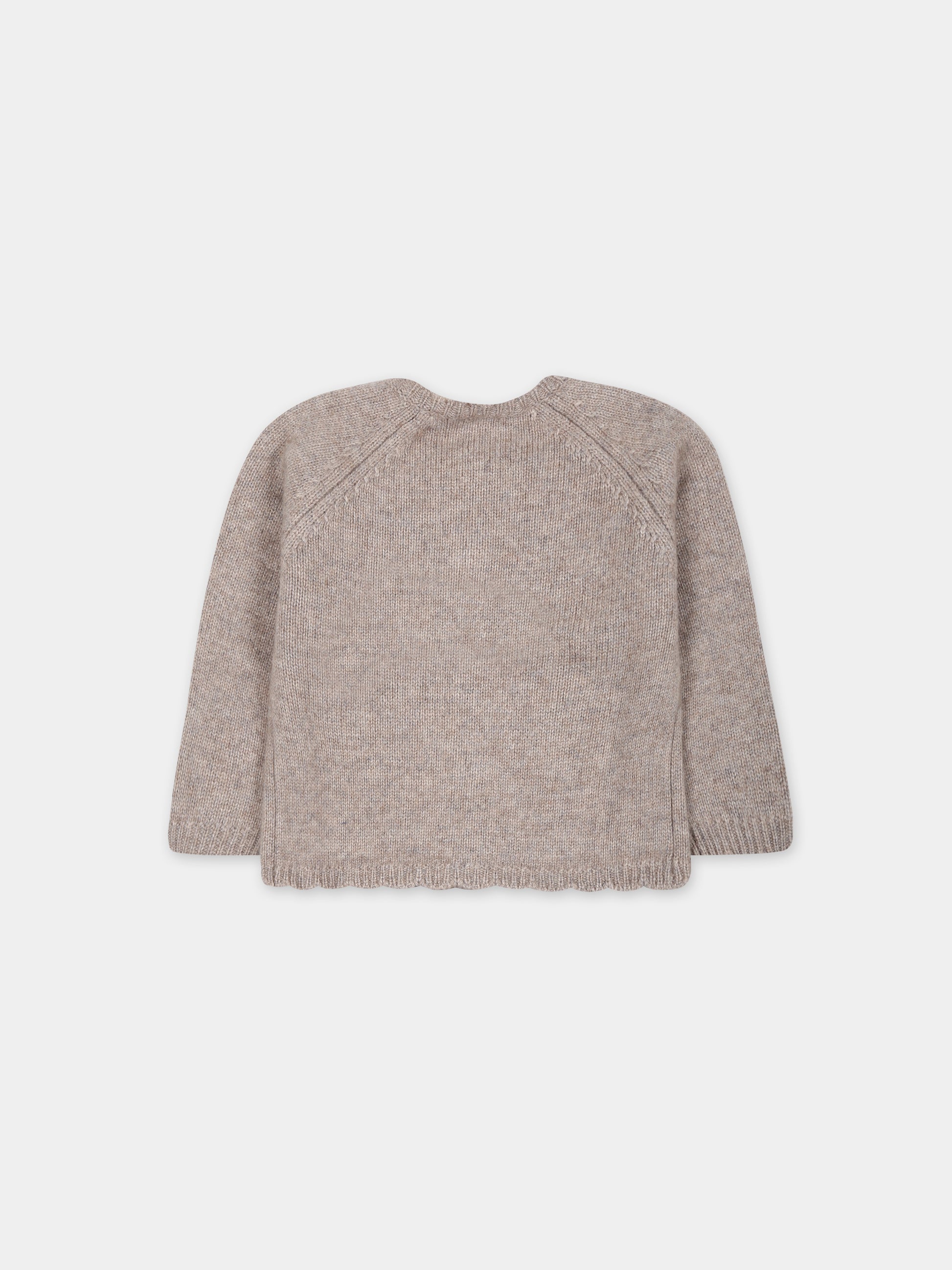 Cardigan beige per neonata con fiori,Tartine Et Chocolat,TX18041-64