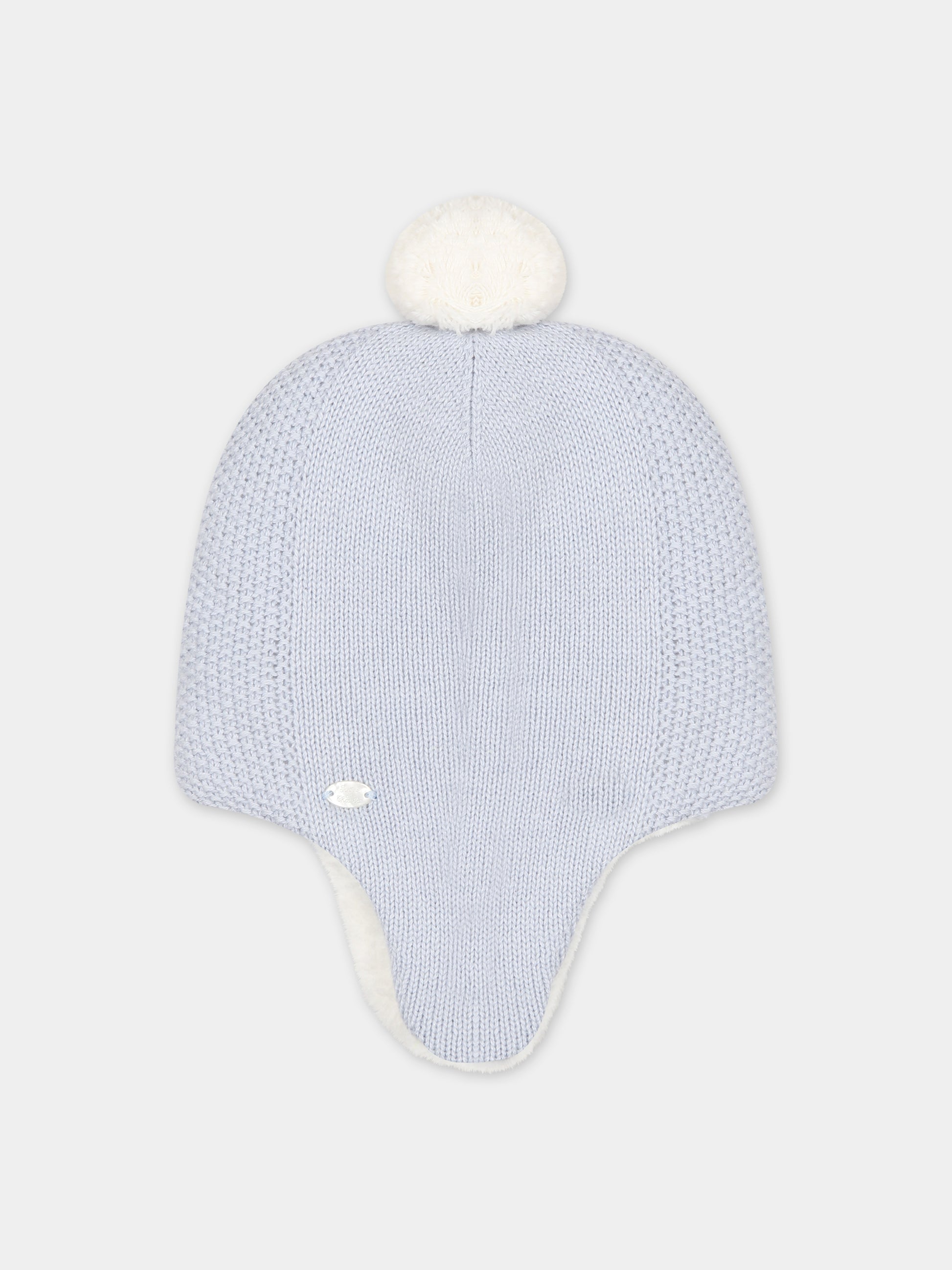 Berretto celeste per neonato con pon pon,Tartine Et Chocolat,TX90020-42