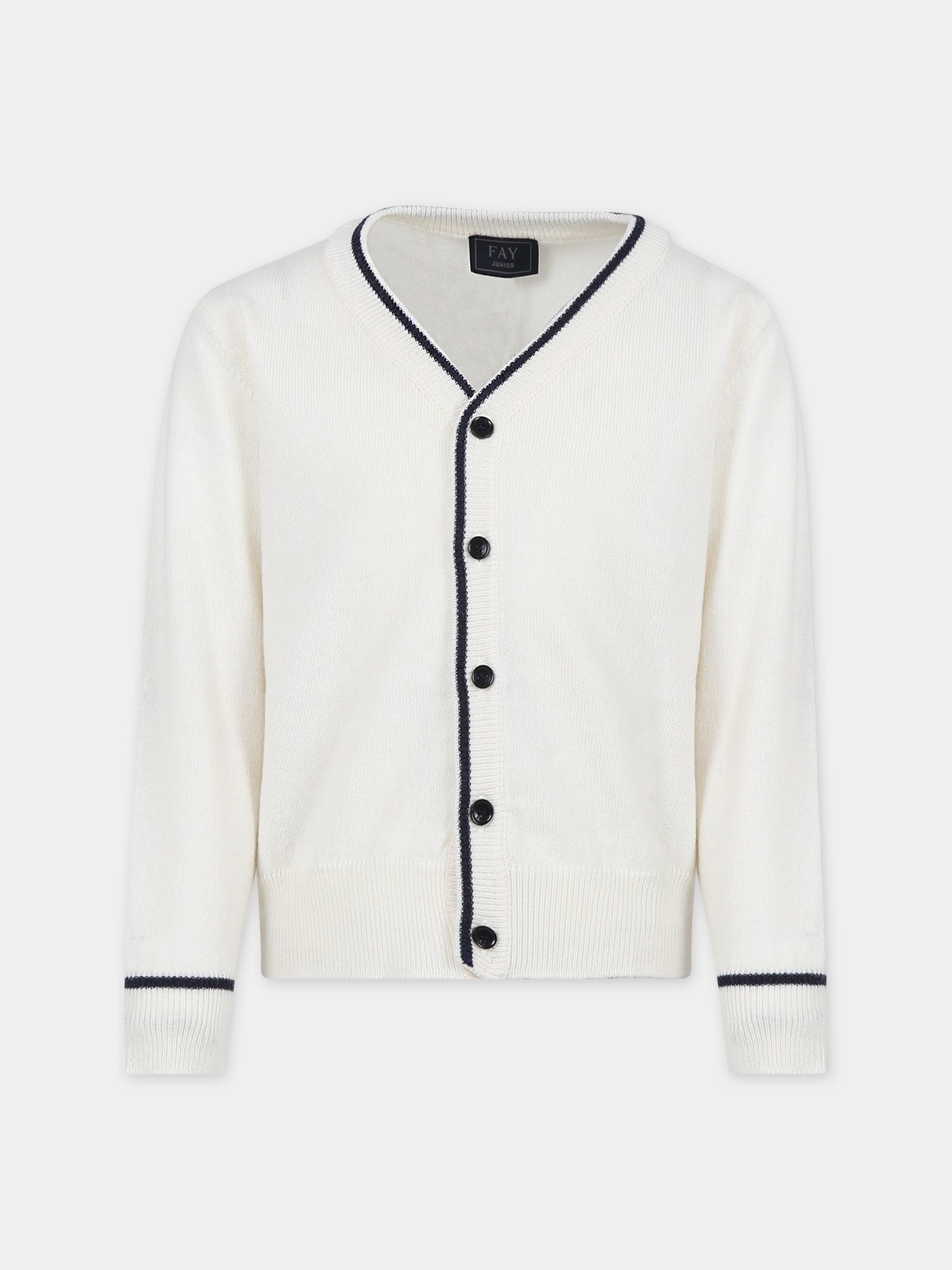 Cardigan avorio per bambino con logo,Fay Kids,FT9P70 W0023 101BL