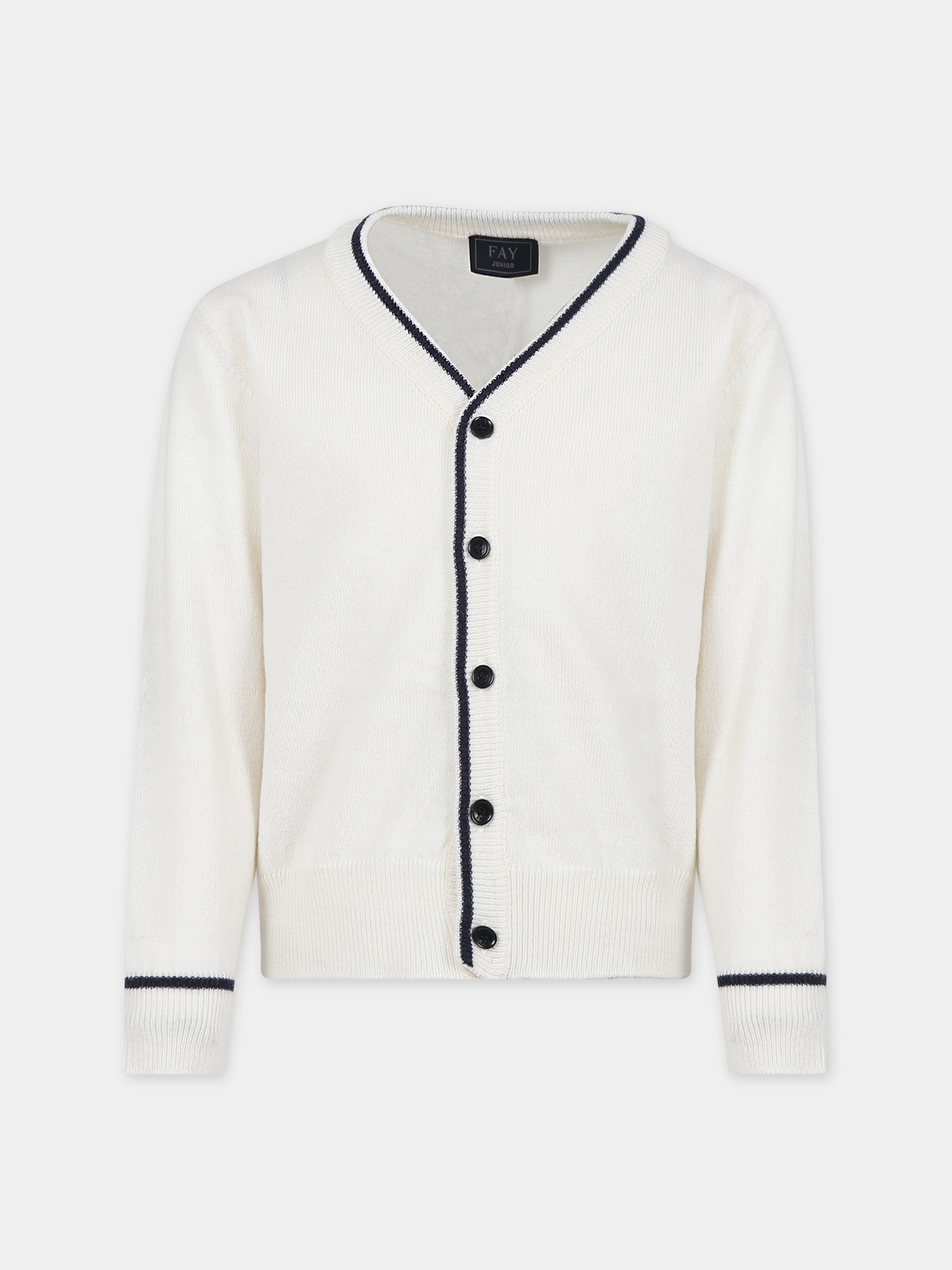 Cardigan avorio per bambino con logo,Fay Kids,FT9P70 W0023 101BL