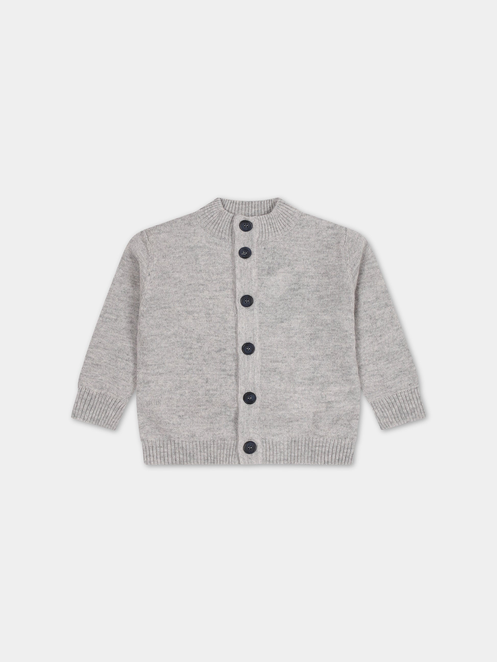 Cardigan grigio per neonato con logo,Fay Kids,FT9520 W0041 805BL