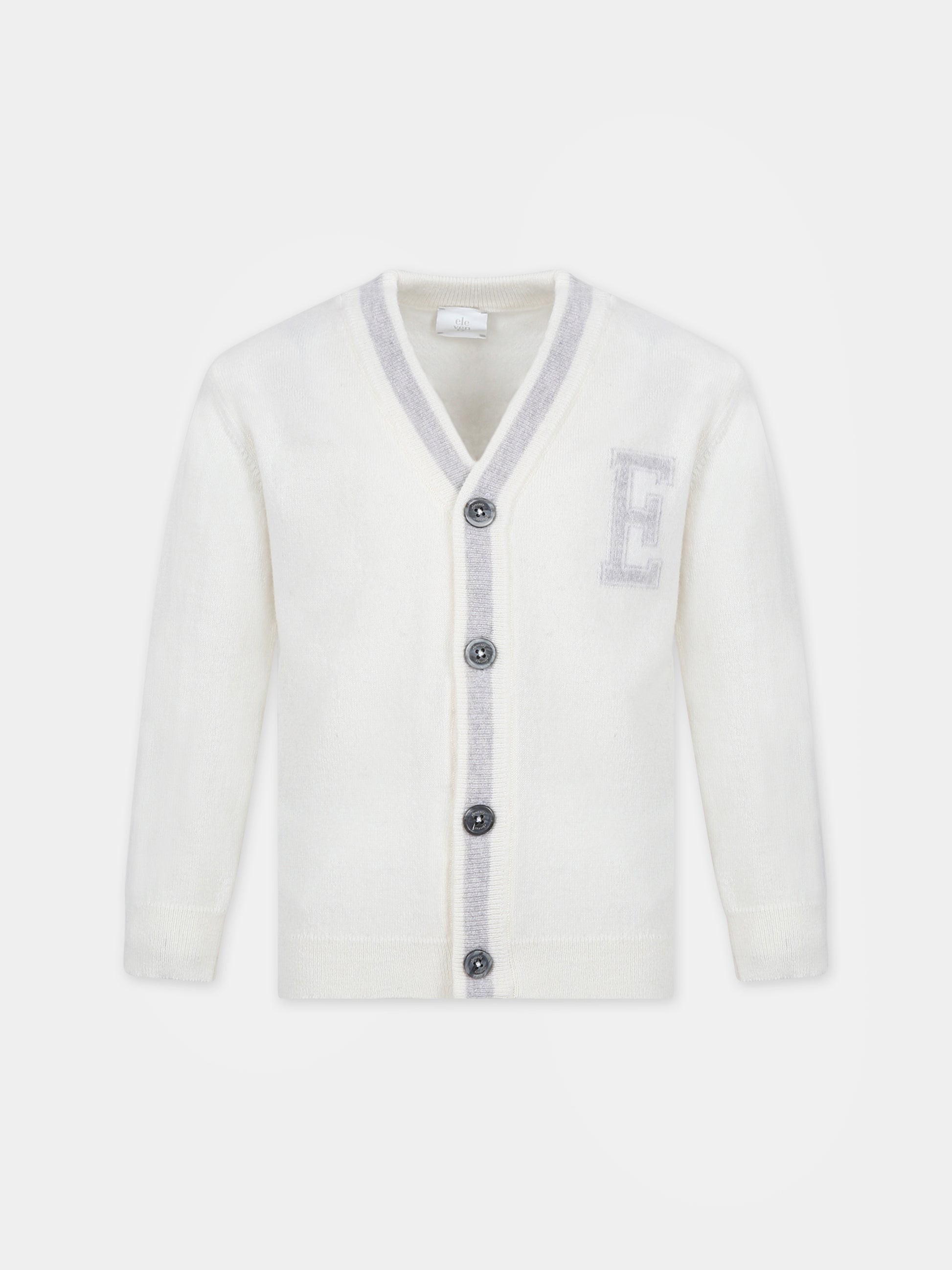 Cardigan avorio per bambino con logo,Eleventy,ET9P50 W0023 101GR