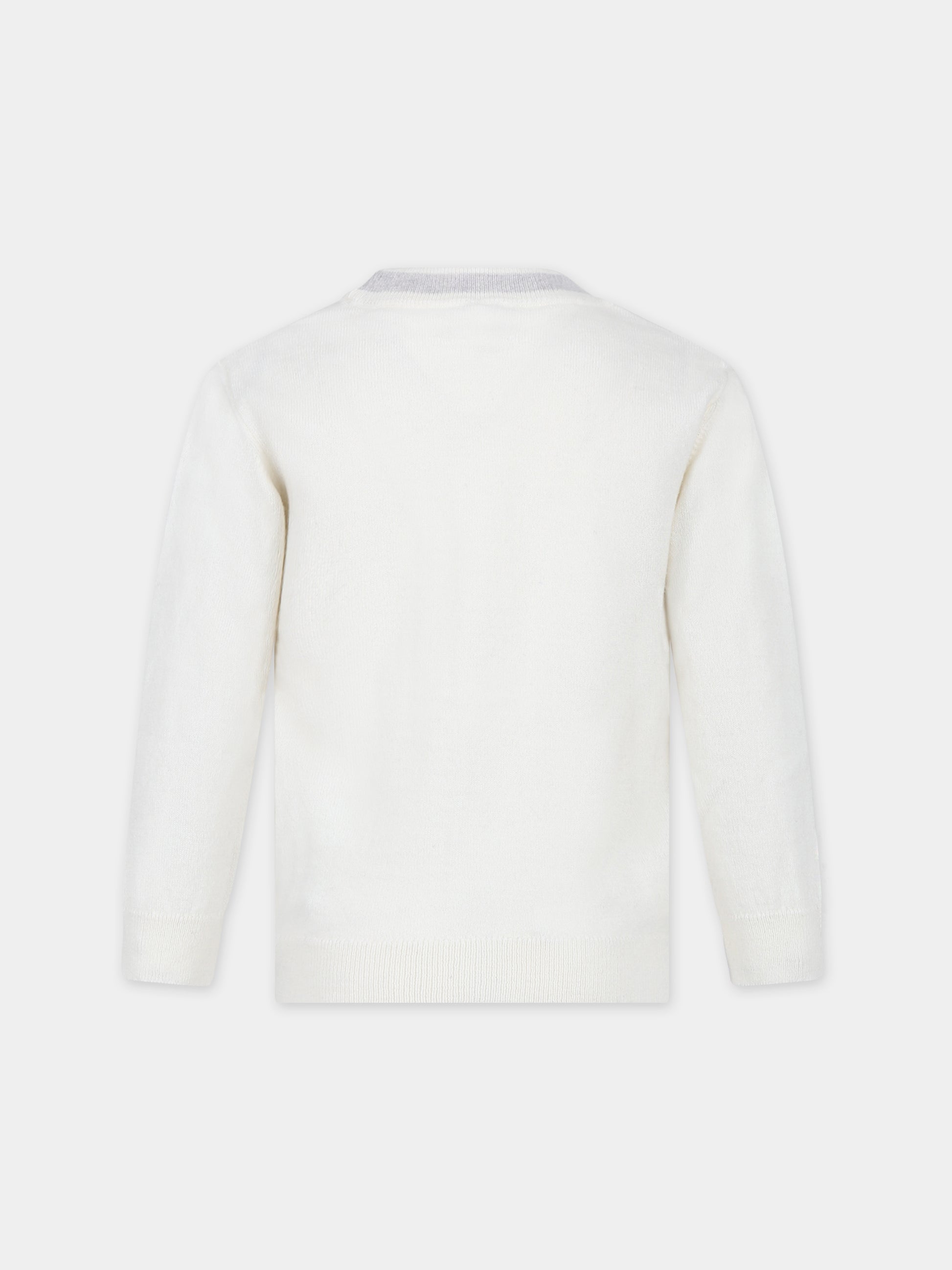 Cardigan avorio per bambino con logo,Eleventy,ET9P50 W0023 101GR