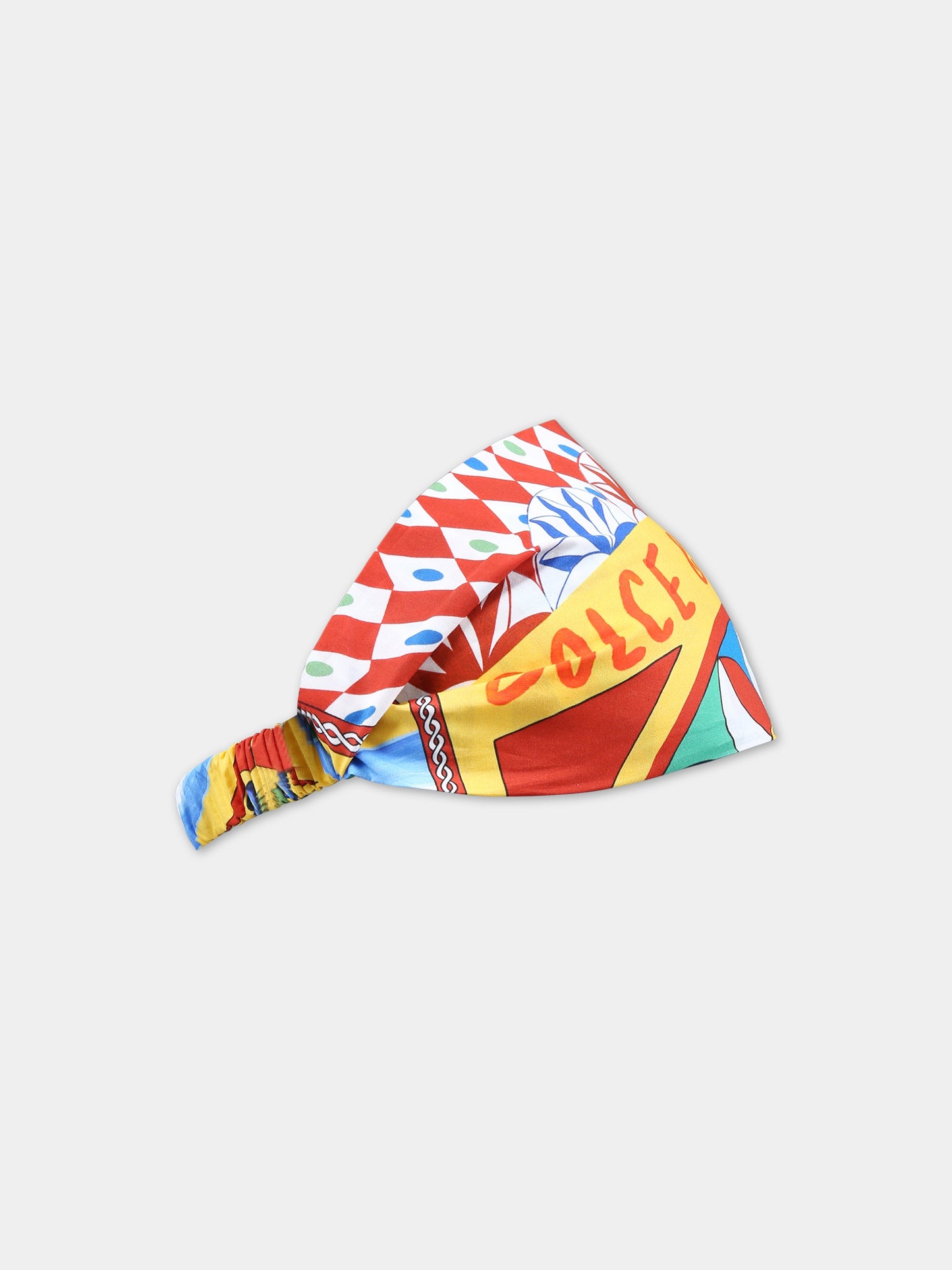 Fascia multicolor per bambina con logo e stampa carretto,Dolce & Gabbana Kids,LB4H91 G7J5G HH4KV