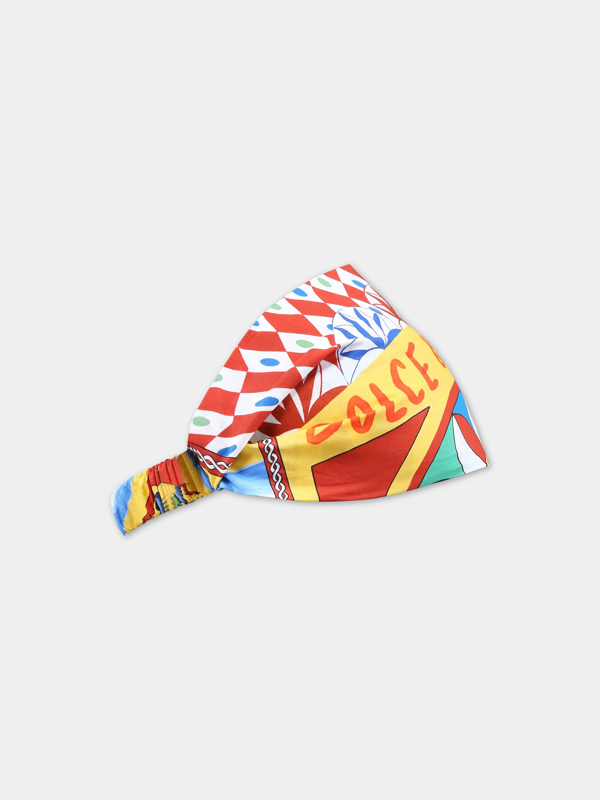 Fascia multicolor per bambina con logo e stampa carretto,Dolce & Gabbana Kids,LB4H91 G7J5G HH4KV